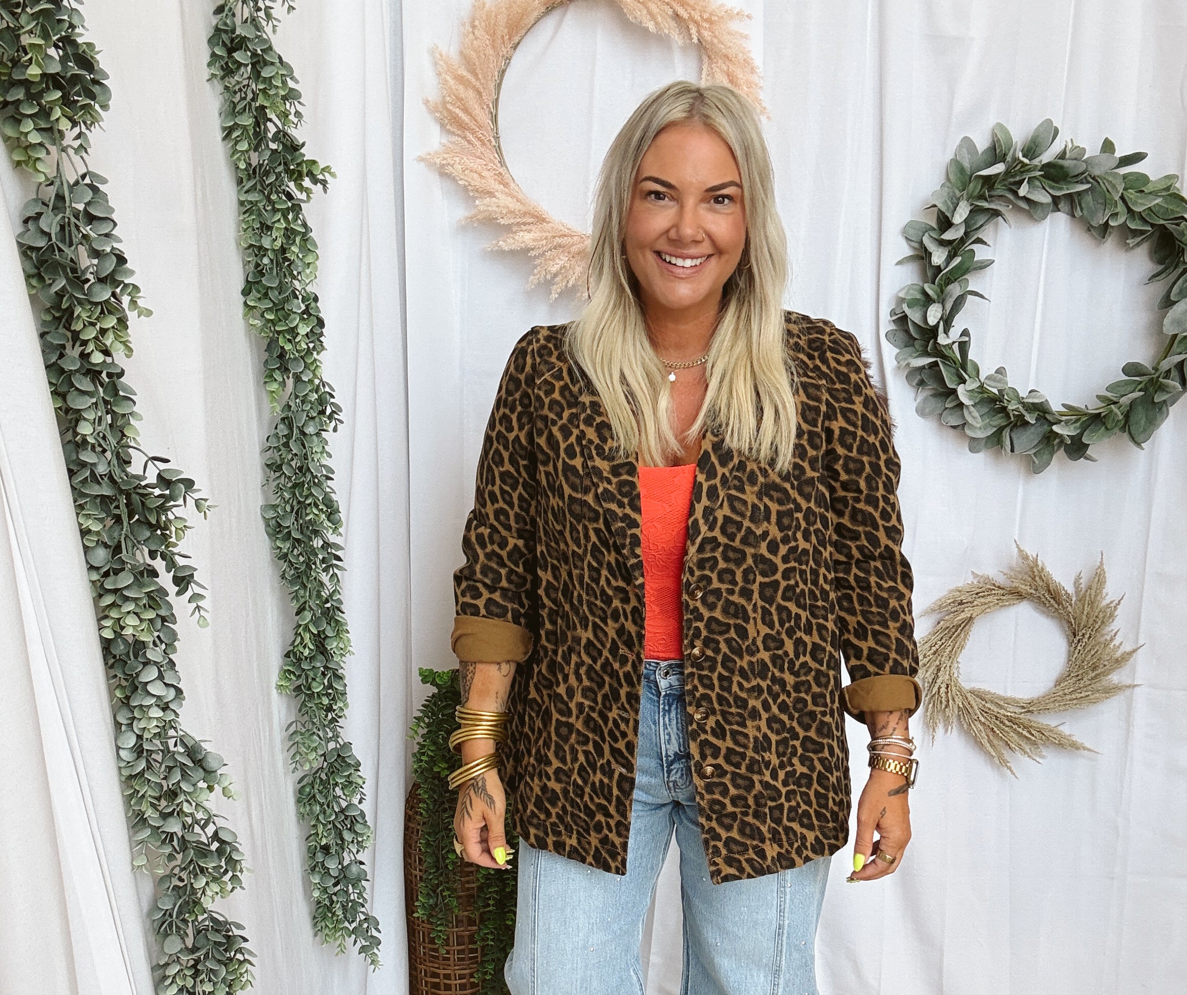 Lovie Leopard Blazer-Blazers-lovlov-The Silo Boutique, Women's Fashion Boutique Located in Warren and Grand Forks North Dakota