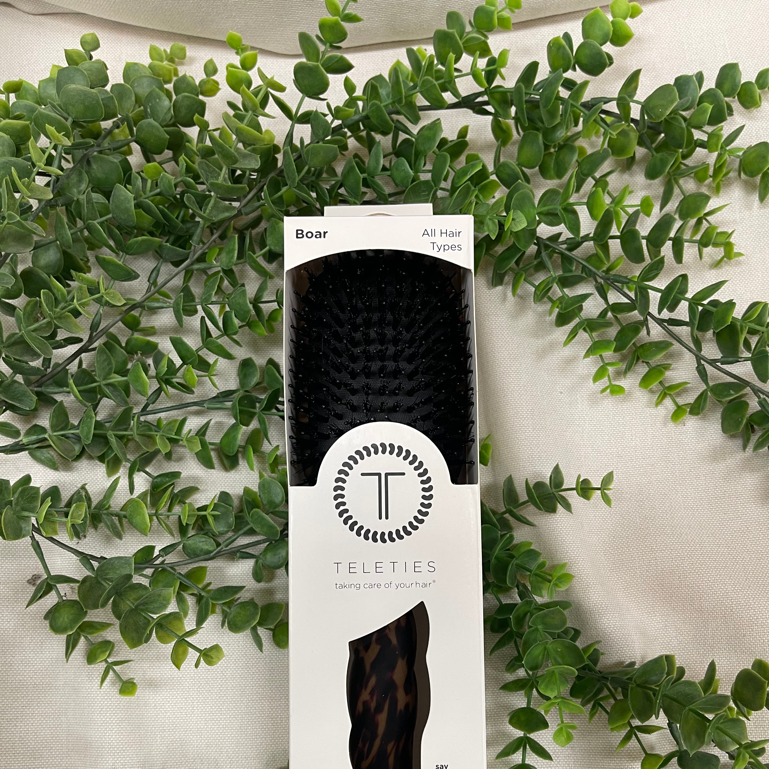 Teleties Boar Bristle Hair Brush - Tortoise-Hair Accessories-teleties-The Silo Boutique, Women's Fashion Boutique Located in Warren and Grand Forks North Dakota