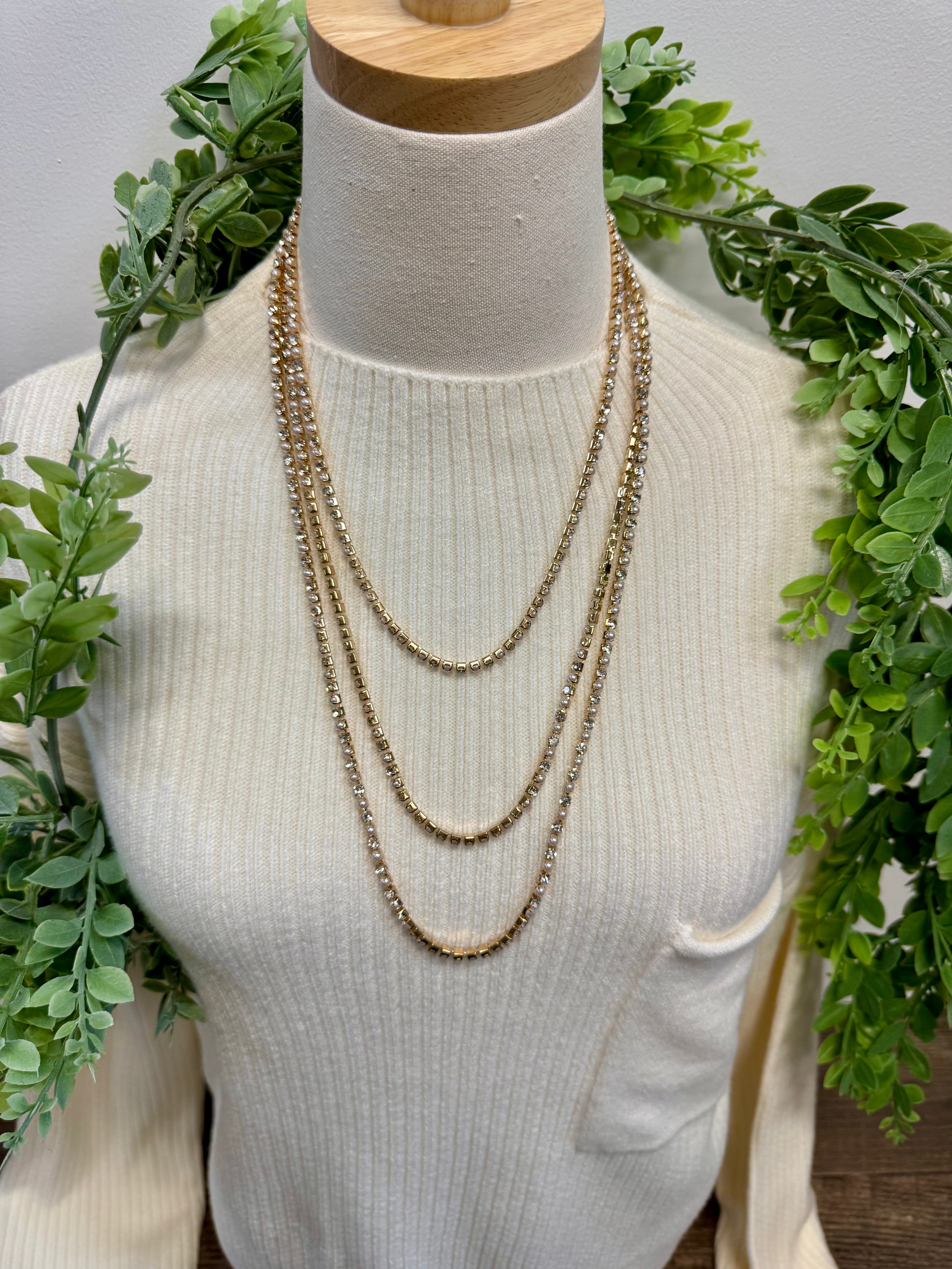 Liv Triple Stone Necklace-Necklaces-Dallas Market-The Silo Boutique, Women's Fashion Boutique Located in Warren and Grand Forks North Dakota