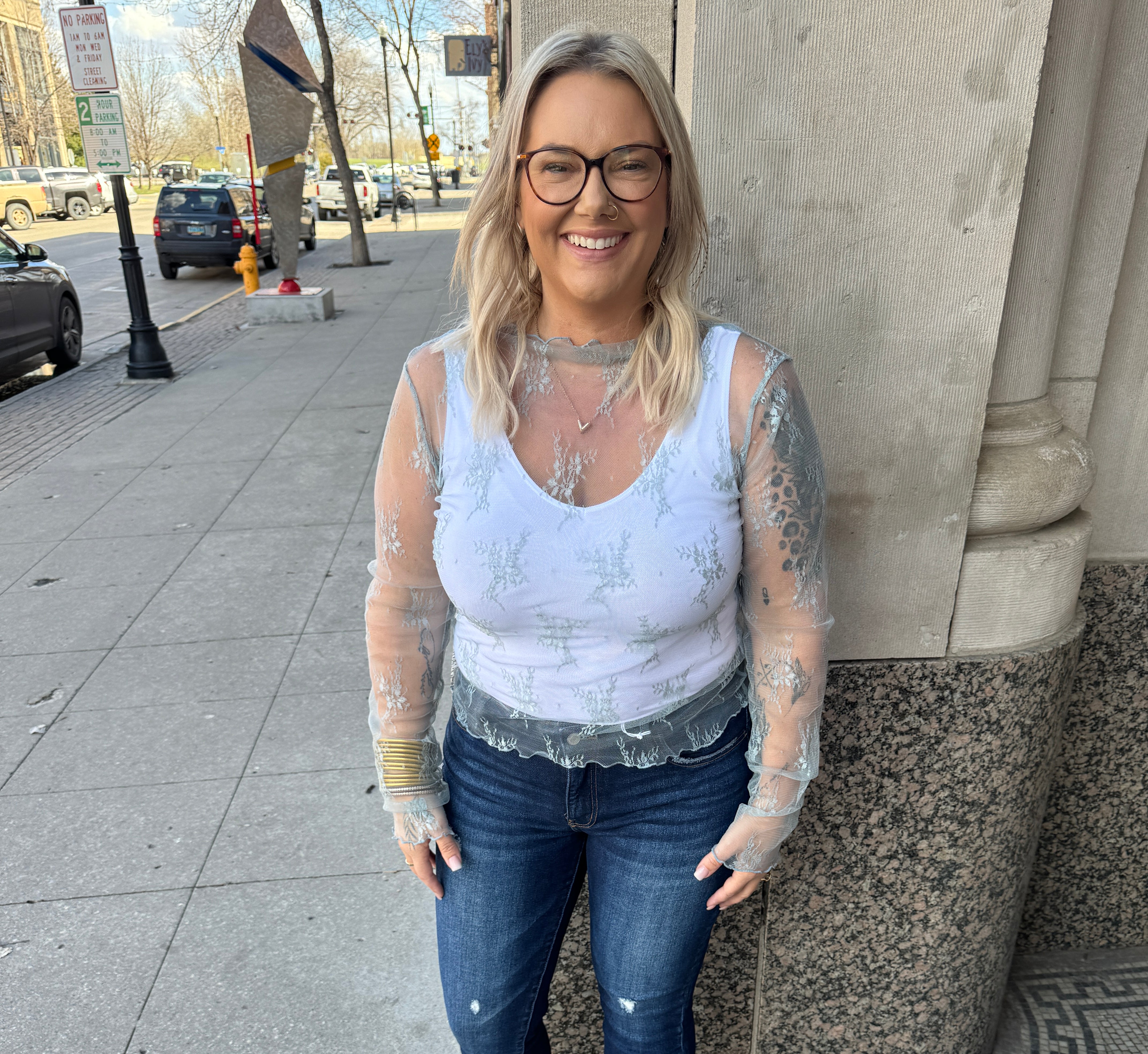 Newbury Lace Top-Seafoam-Long Sleeve Tops-newbury kustom-The Silo Boutique, Women's Fashion Boutique Located in Warren and Grand Forks North Dakota