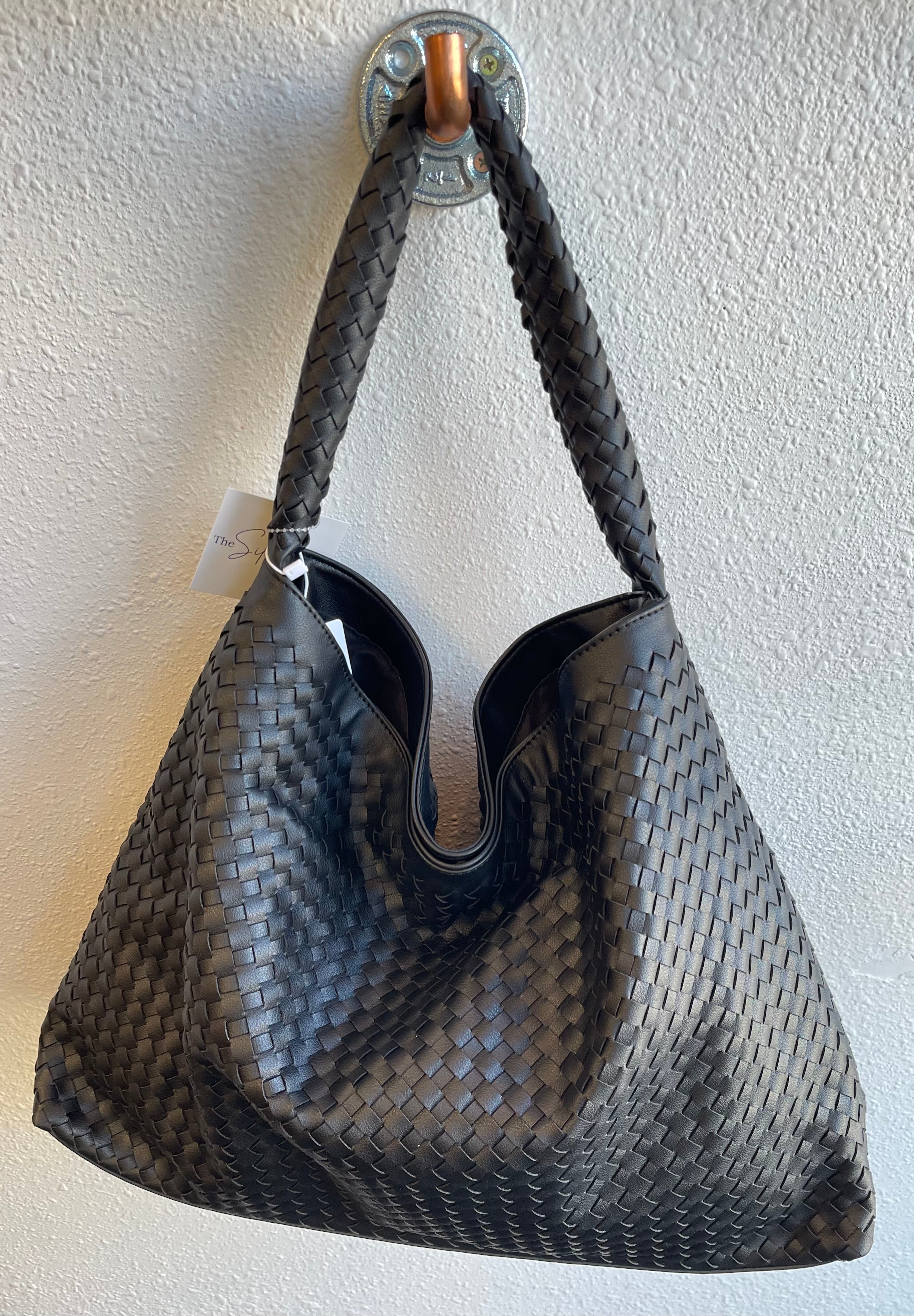 Leather Basket Weave Tote Purse-Purses-iccco-The Silo Boutique, Women's Fashion Boutique Located in Warren and Grand Forks North Dakota