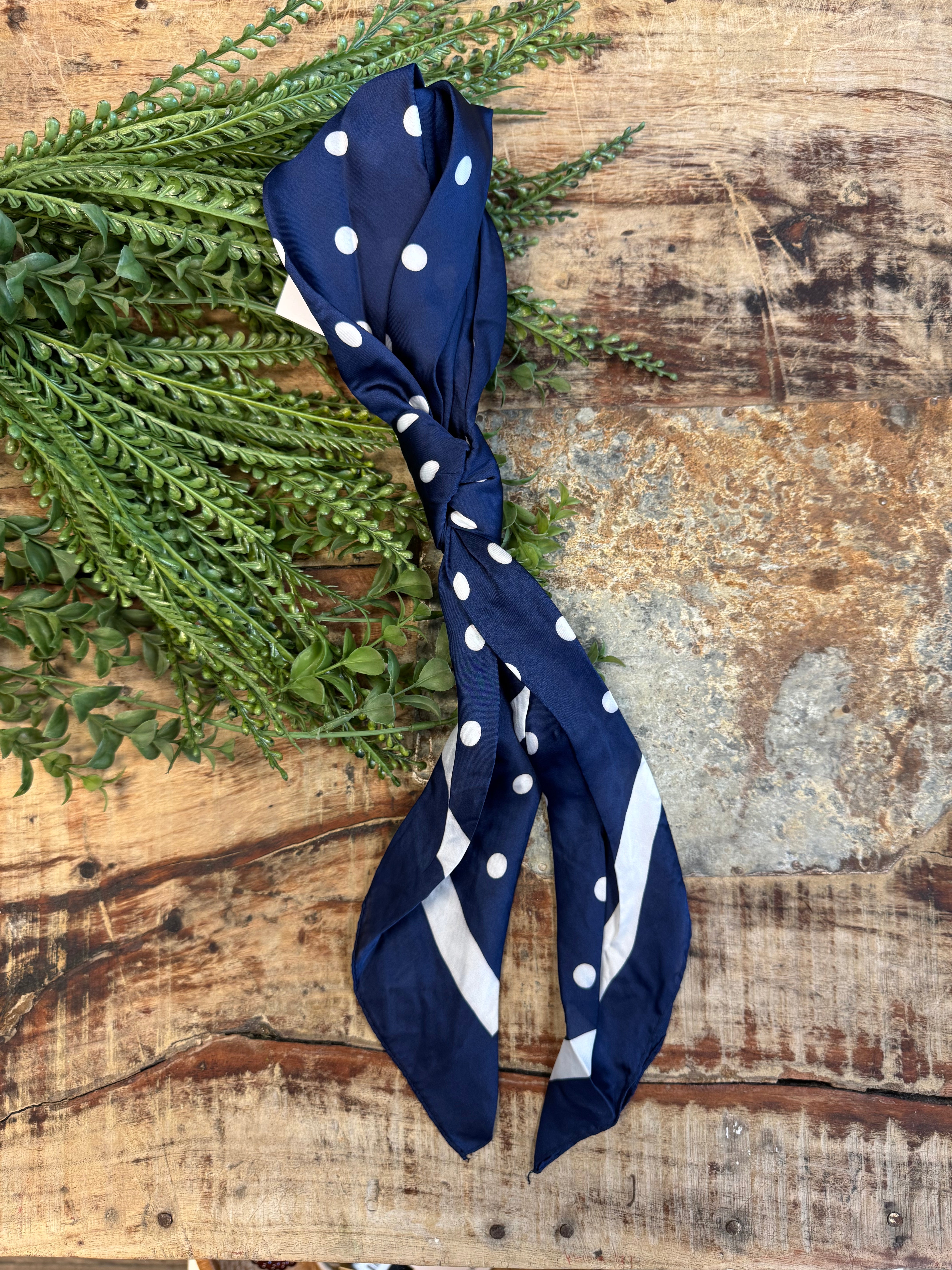 Olivia Moss Scarf-Navy Polka Dot-Scarf-dm-The Silo Boutique, Women's Fashion Boutique Located in Warren and Grand Forks North Dakota
