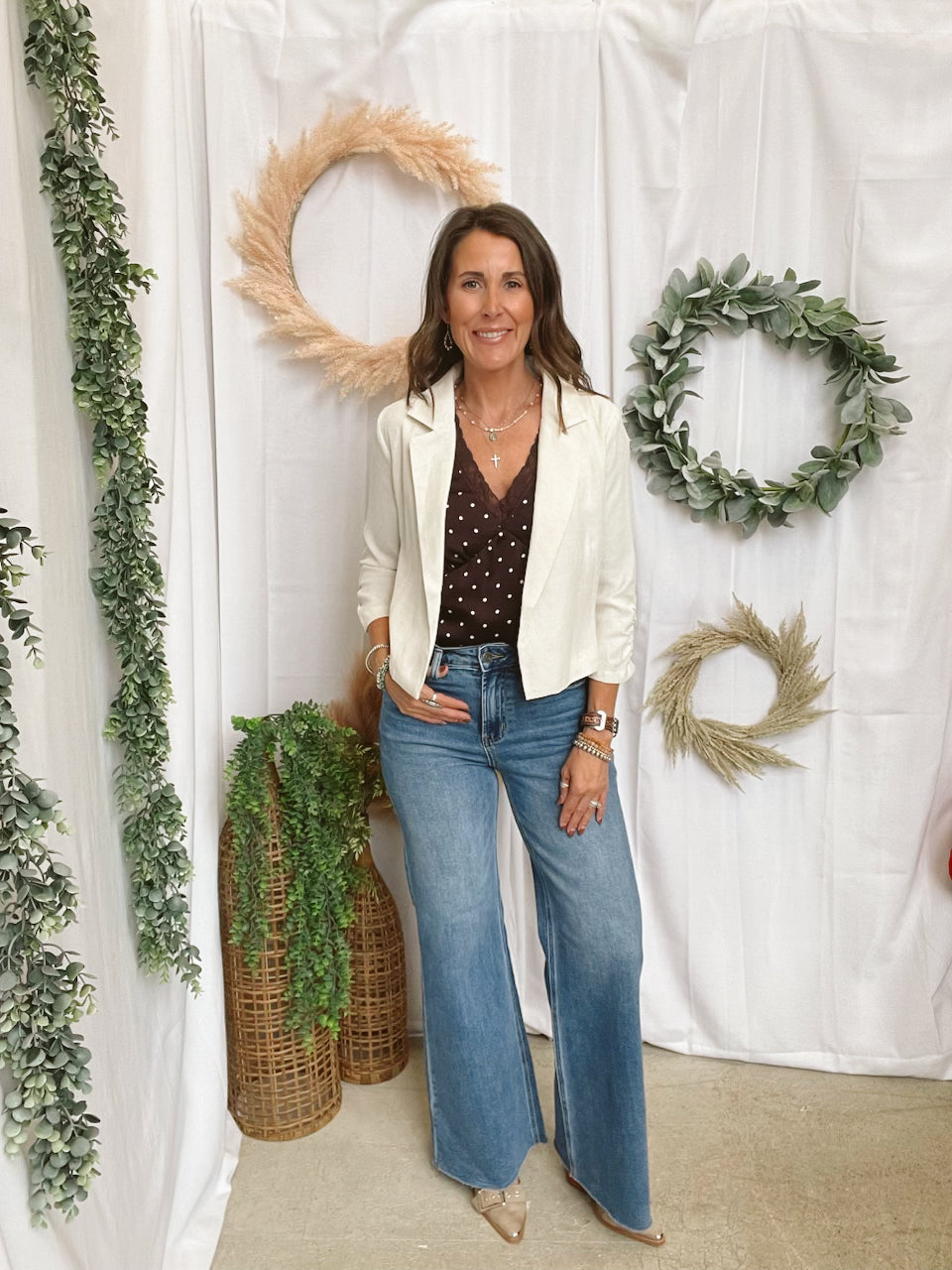 Allie Natural Crop Blazer-Blazers-allie Rose-The Silo Boutique, Women's Fashion Boutique Located in Warren and Grand Forks North Dakota