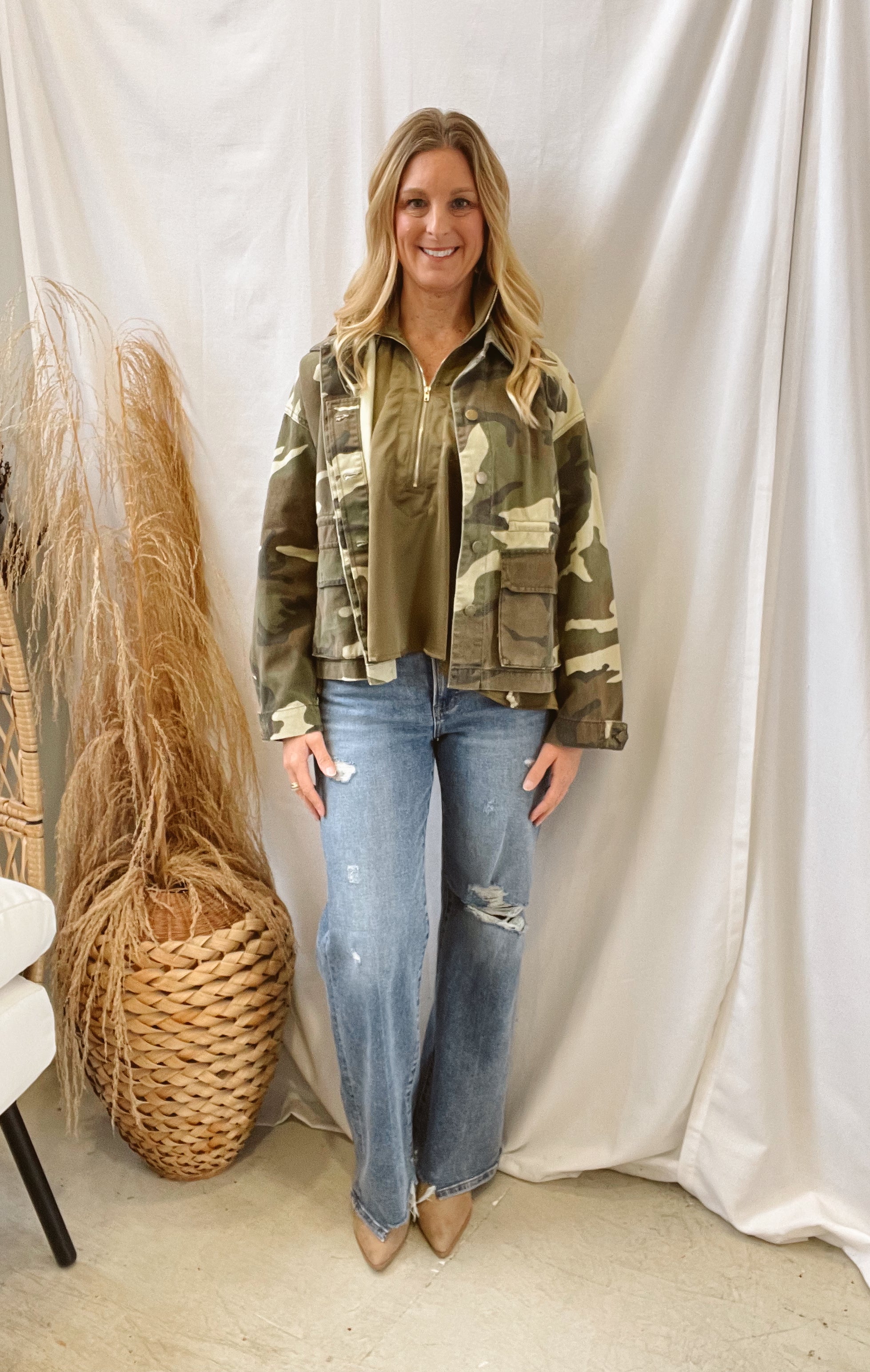 Miou Camo Print Jacket-Coats & Jackets-miou muse-The Silo Boutique, Women's Fashion Boutique Located in Warren and Grand Forks North Dakota