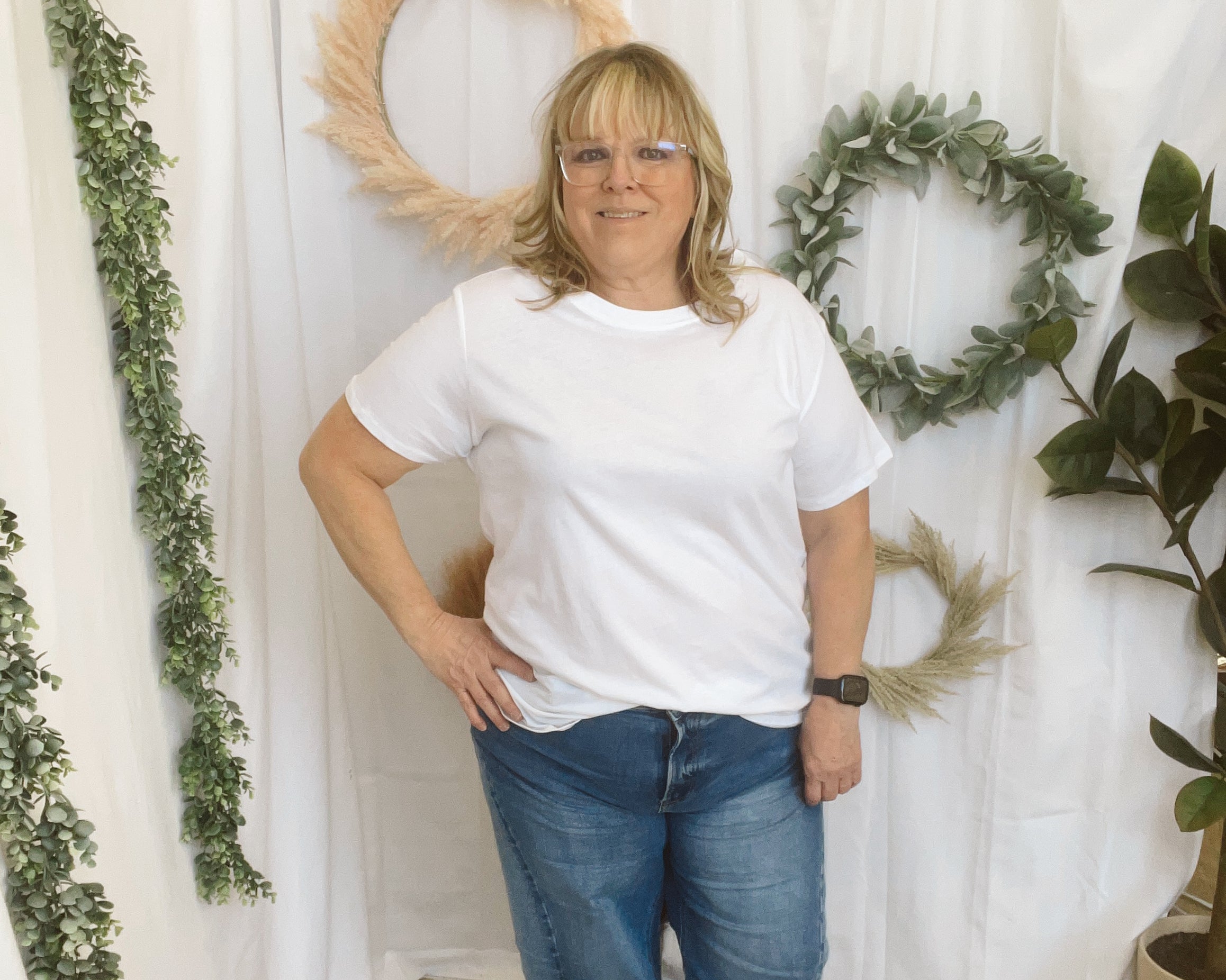 Boyfriend Round Neck Tee-White-Short Sleeve Tops-Zenana-The Silo Boutique, Women's Fashion Boutique Located in Warren and Grand Forks North Dakota