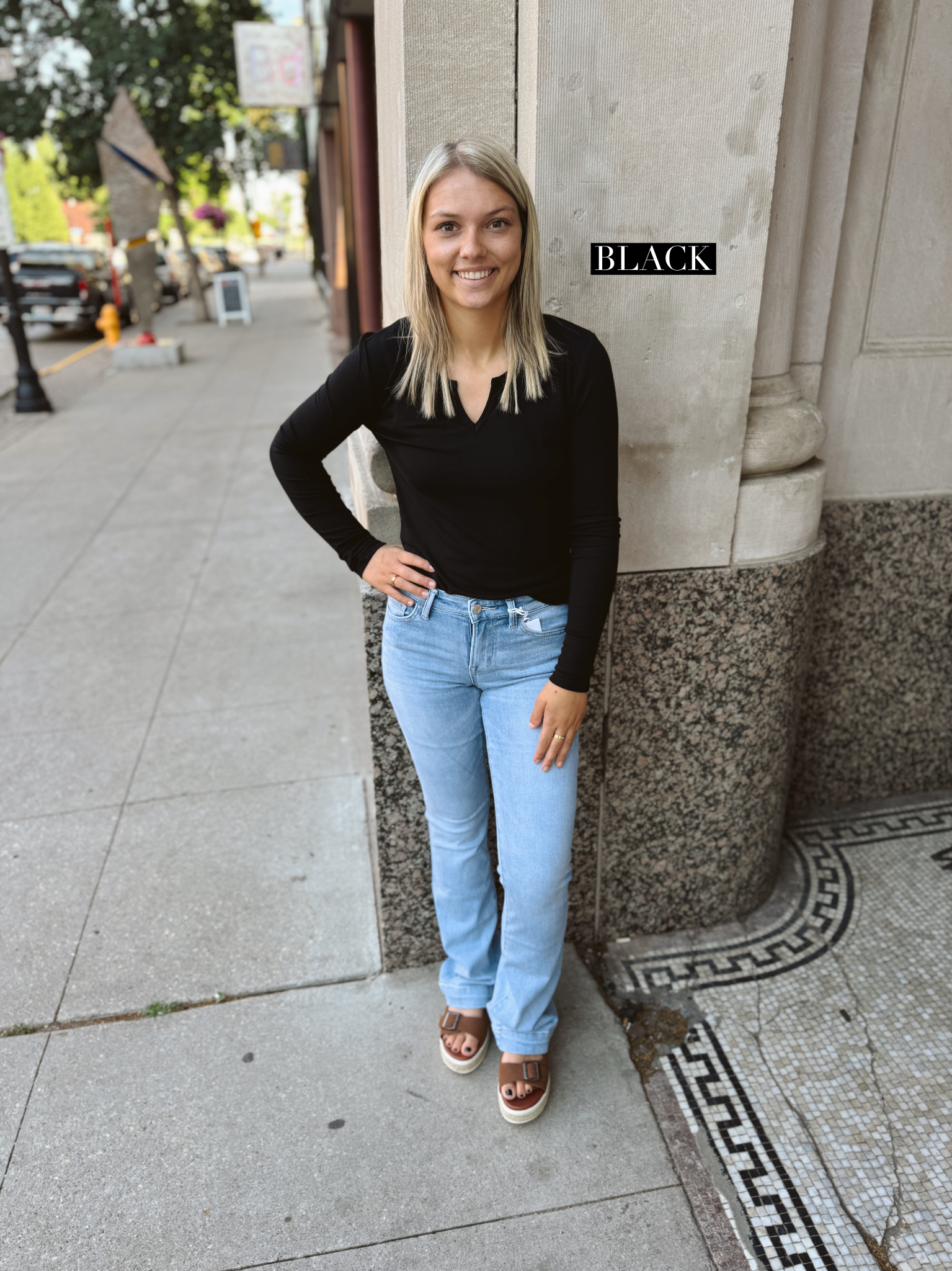 Cool Ultra Soft Notched Long Sleeve Top-Final sale-Long Sleeve Tops-be cool-The Silo Boutique, Women's Fashion Boutique Located in Warren and Grand Forks North Dakota