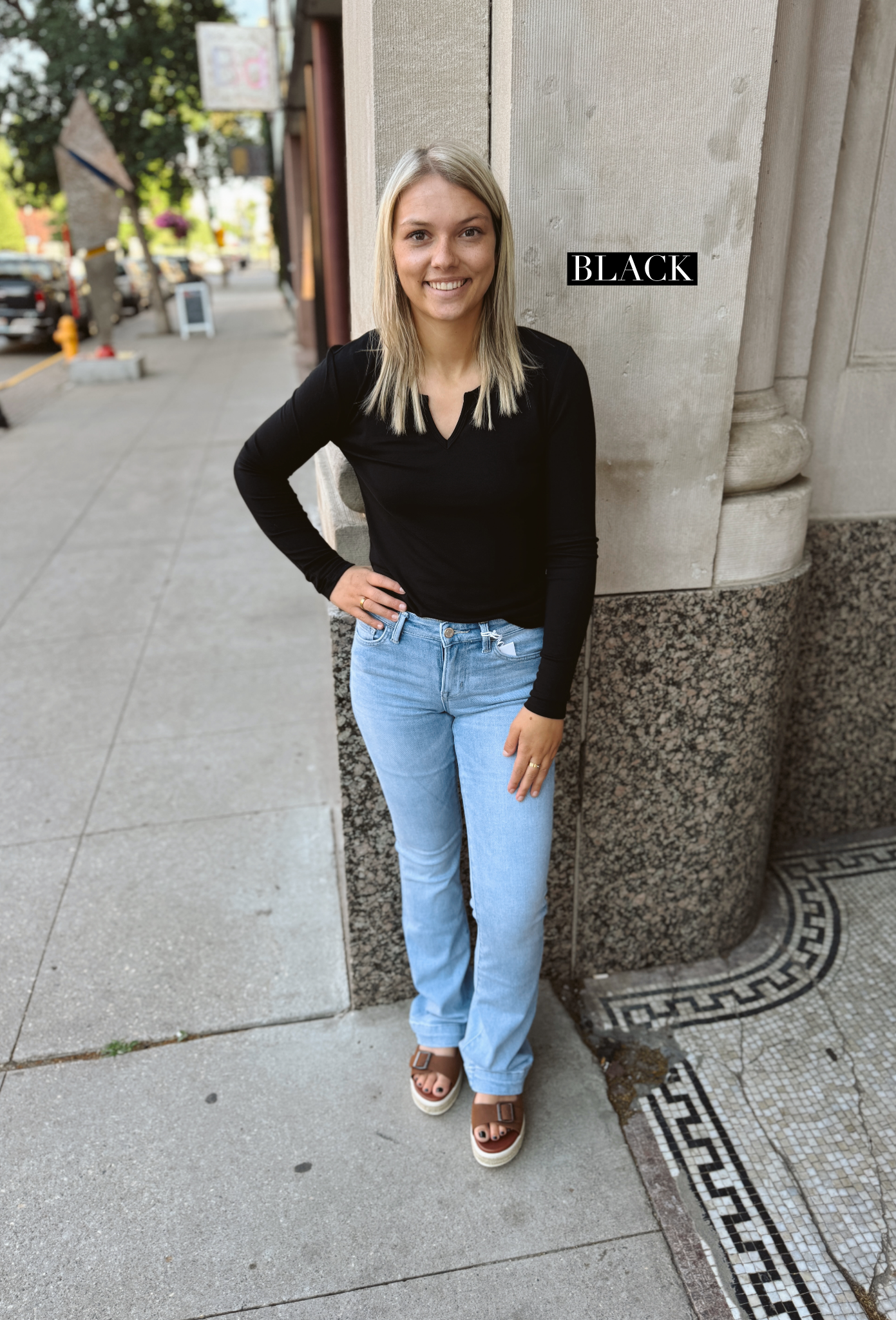 Cool Ultra Soft Notched Long Sleeve Top-Final sale-Long Sleeve Tops-be cool-The Silo Boutique, Women's Fashion Boutique Located in Warren and Grand Forks North Dakota