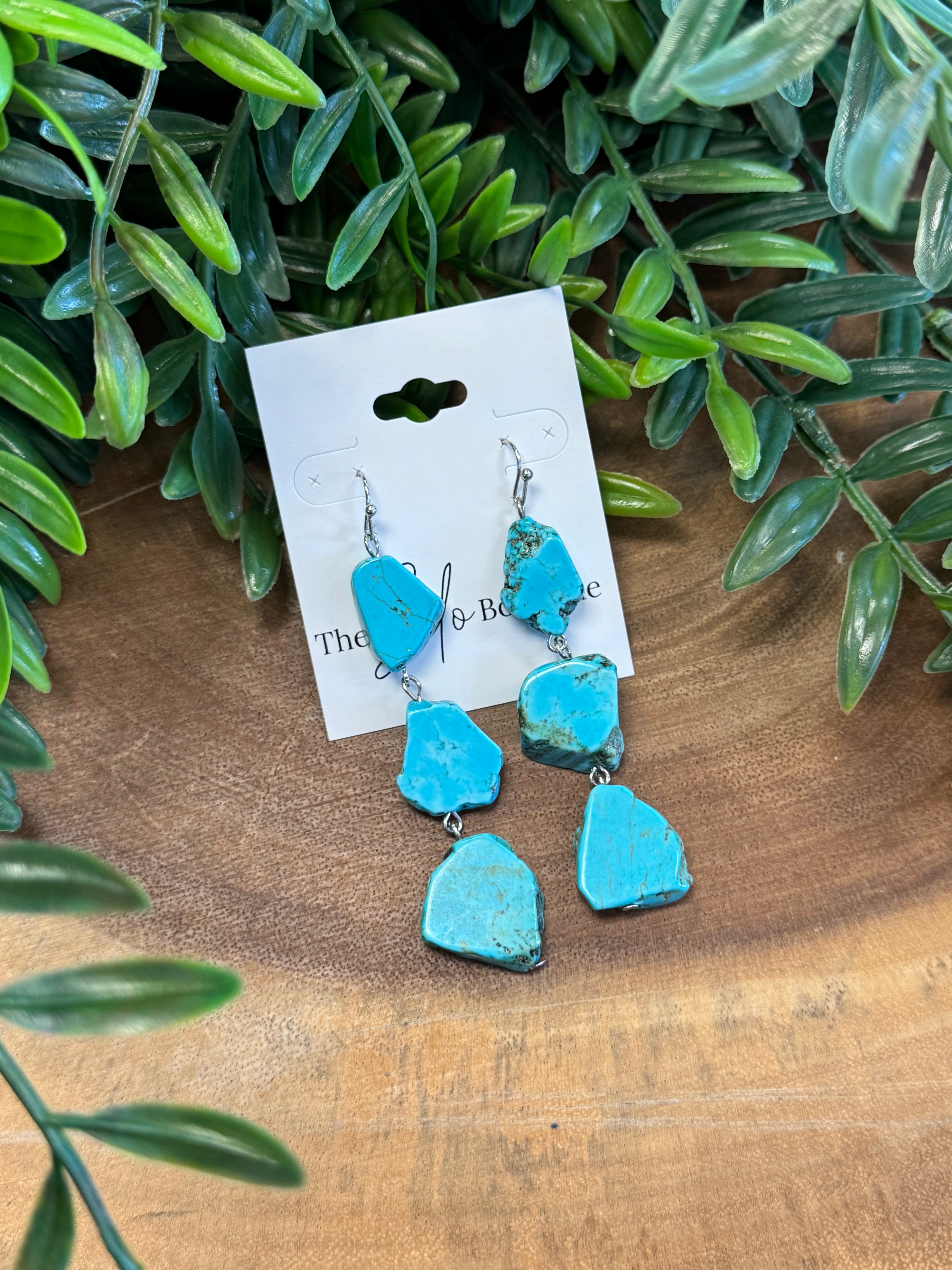 3 Tier Turquoise Earrings-Earrings-Dallas Market-The Silo Boutique, Women's Fashion Boutique Located in Warren and Grand Forks North Dakota