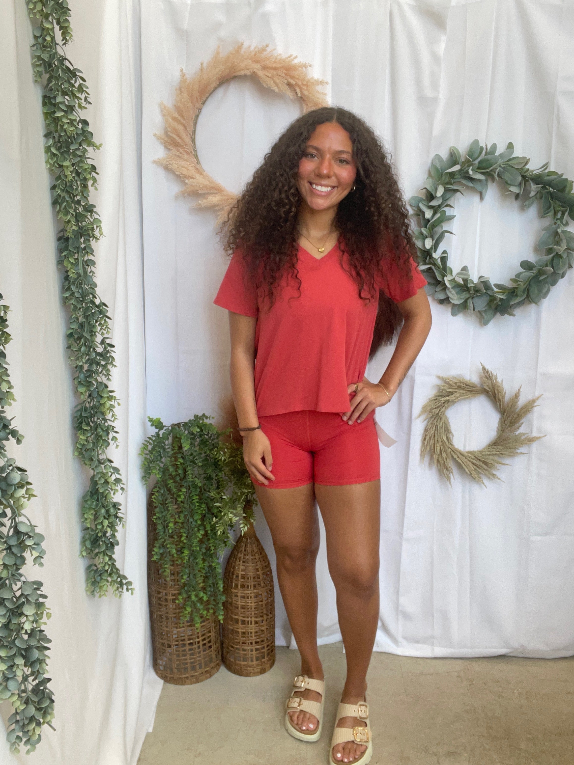 Mono B Venice Biker Short-Red-Shorts-mono b-The Silo Boutique, Women's Fashion Boutique Located in Warren and Grand Forks North Dakota