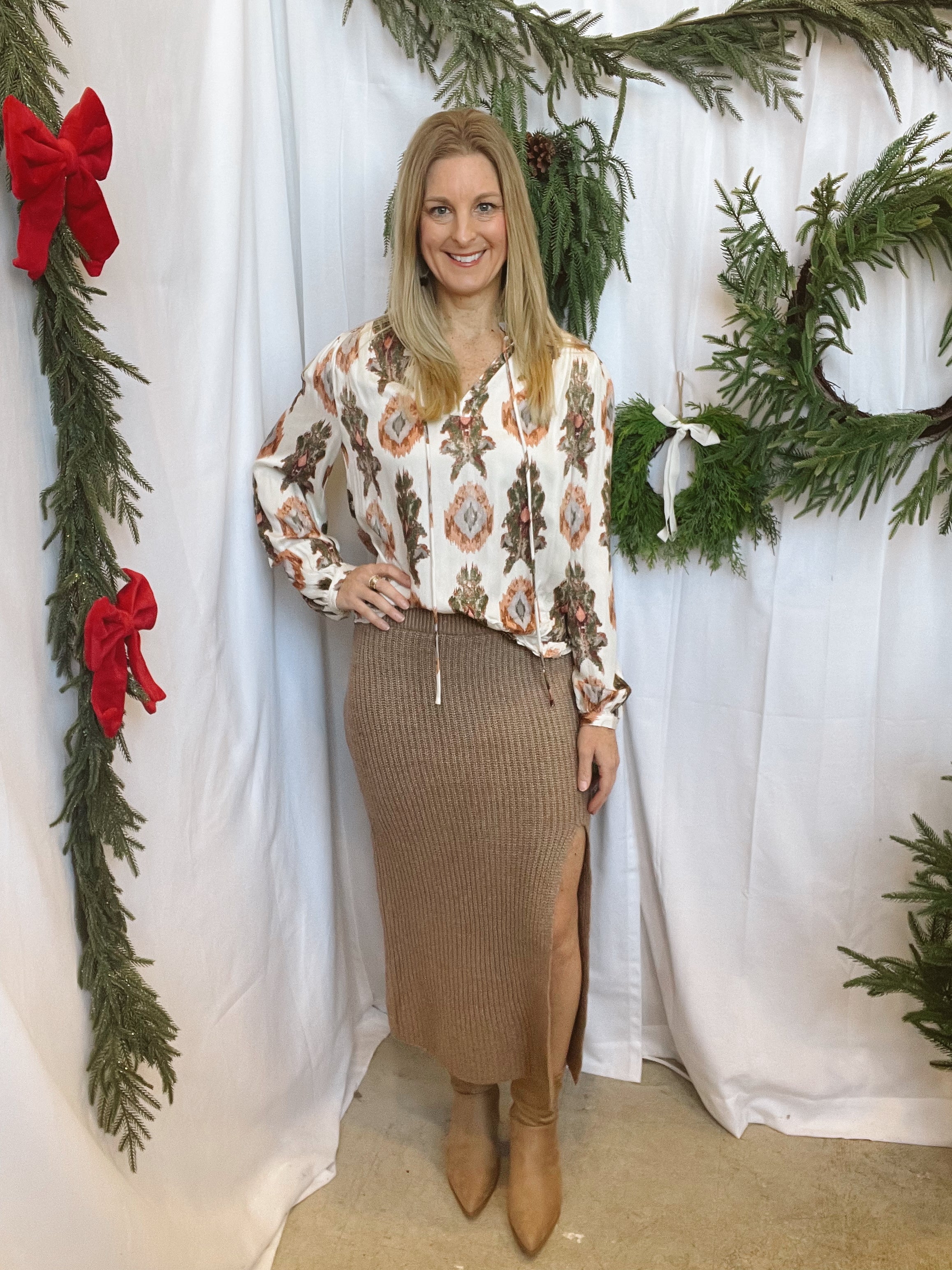 Riley Sweater Skirt-Caramel-Skirts-hyfve-The Silo Boutique, Women's Fashion Boutique Located in Warren and Grand Forks North Dakota