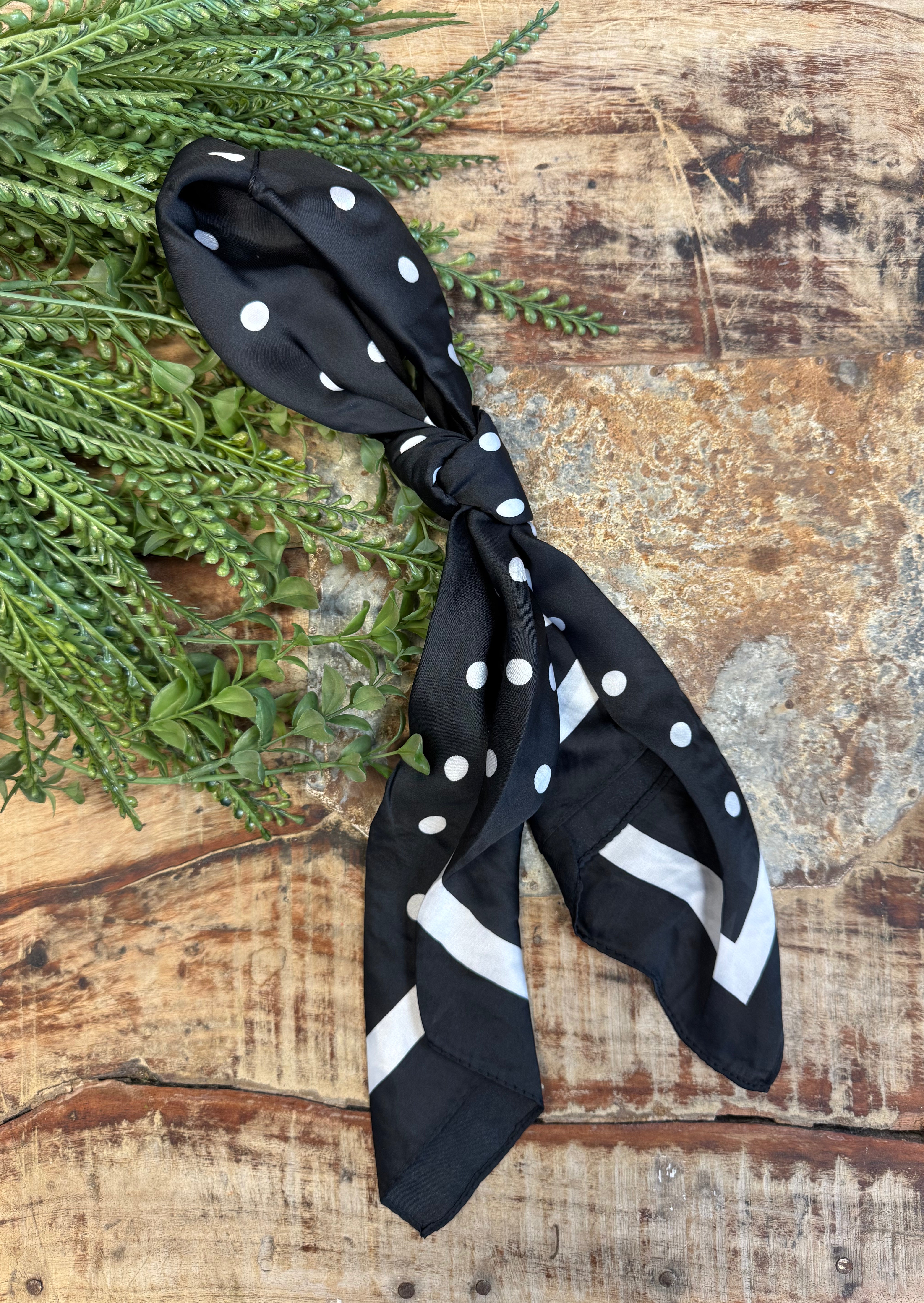 Olivia Moss Scarf-Black Polka Dot-Scarf-dm-The Silo Boutique, Women's Fashion Boutique Located in Warren and Grand Forks North Dakota