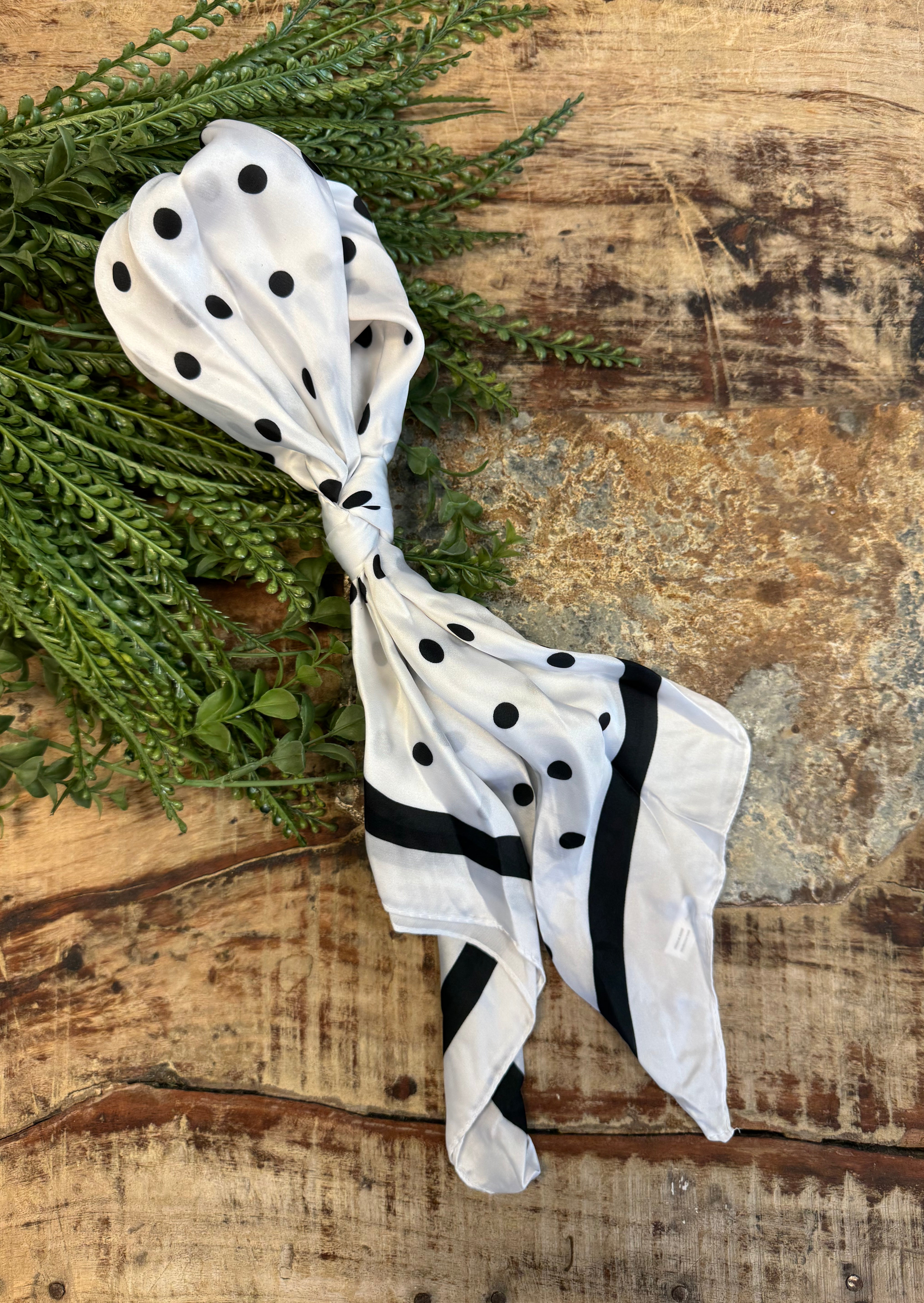 Olivia Moss Scarf-White Polka Dot-Scarf-dm-The Silo Boutique, Women's Fashion Boutique Located in Warren and Grand Forks North Dakota