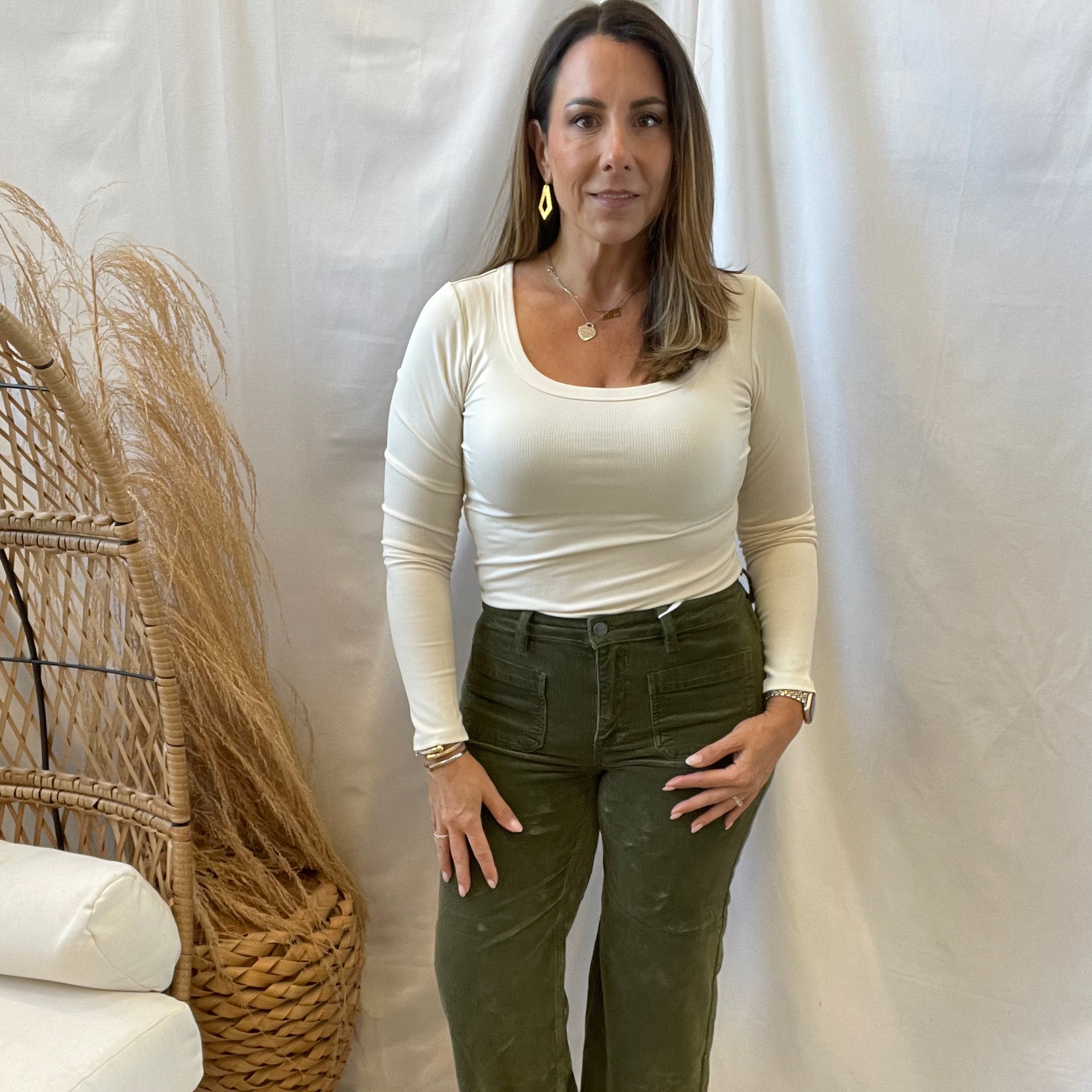 Risen Corduroy Olive Jeans-Final Sale-Jeans-risen-The Silo Boutique, Women's Fashion Boutique Located in Warren and Grand Forks North Dakota