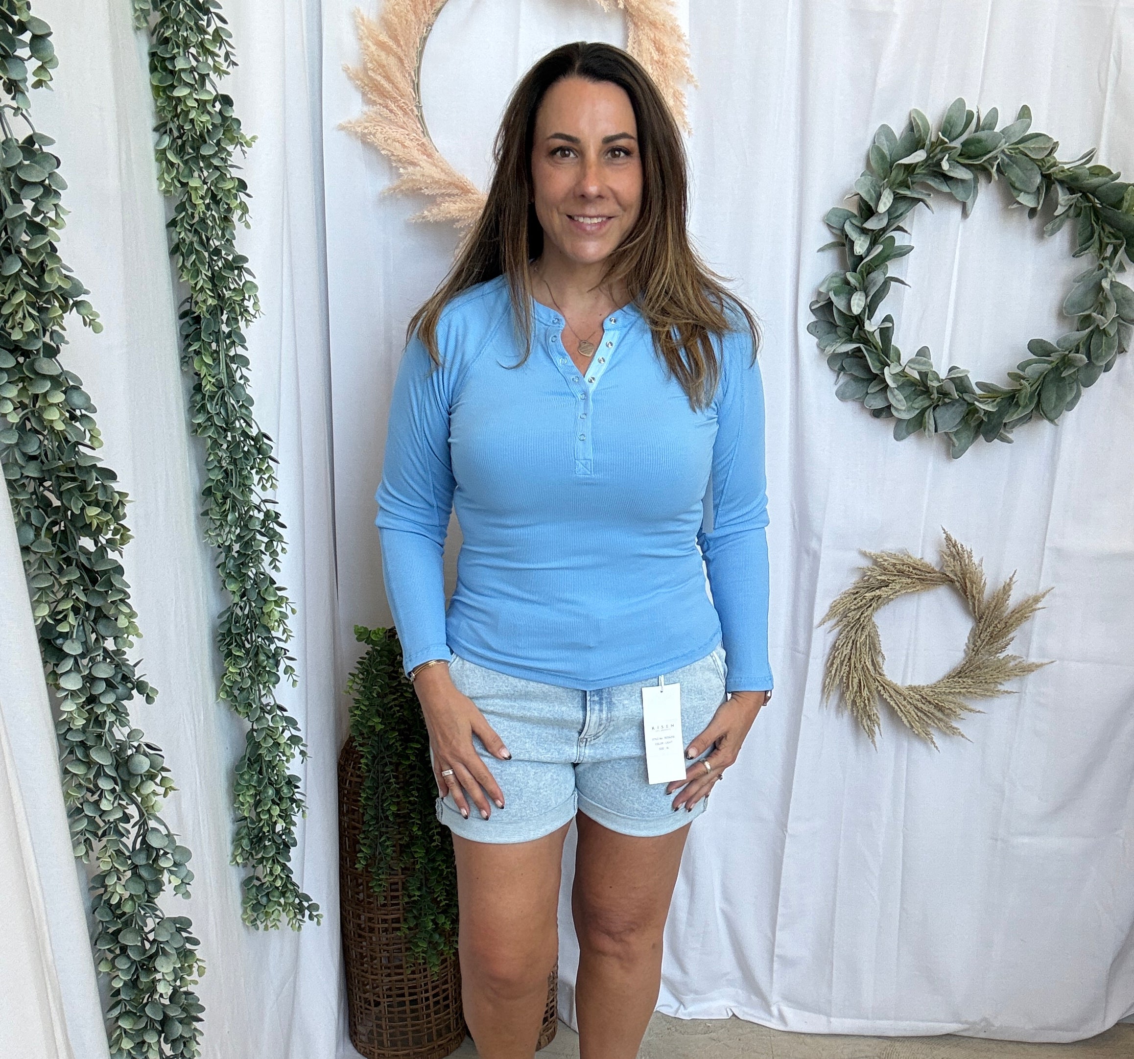 Mono B Essential Henley Top-Long Sleeve Tops-mono b-The Silo Boutique, Women's Fashion Boutique Located in Warren and Grand Forks North Dakota