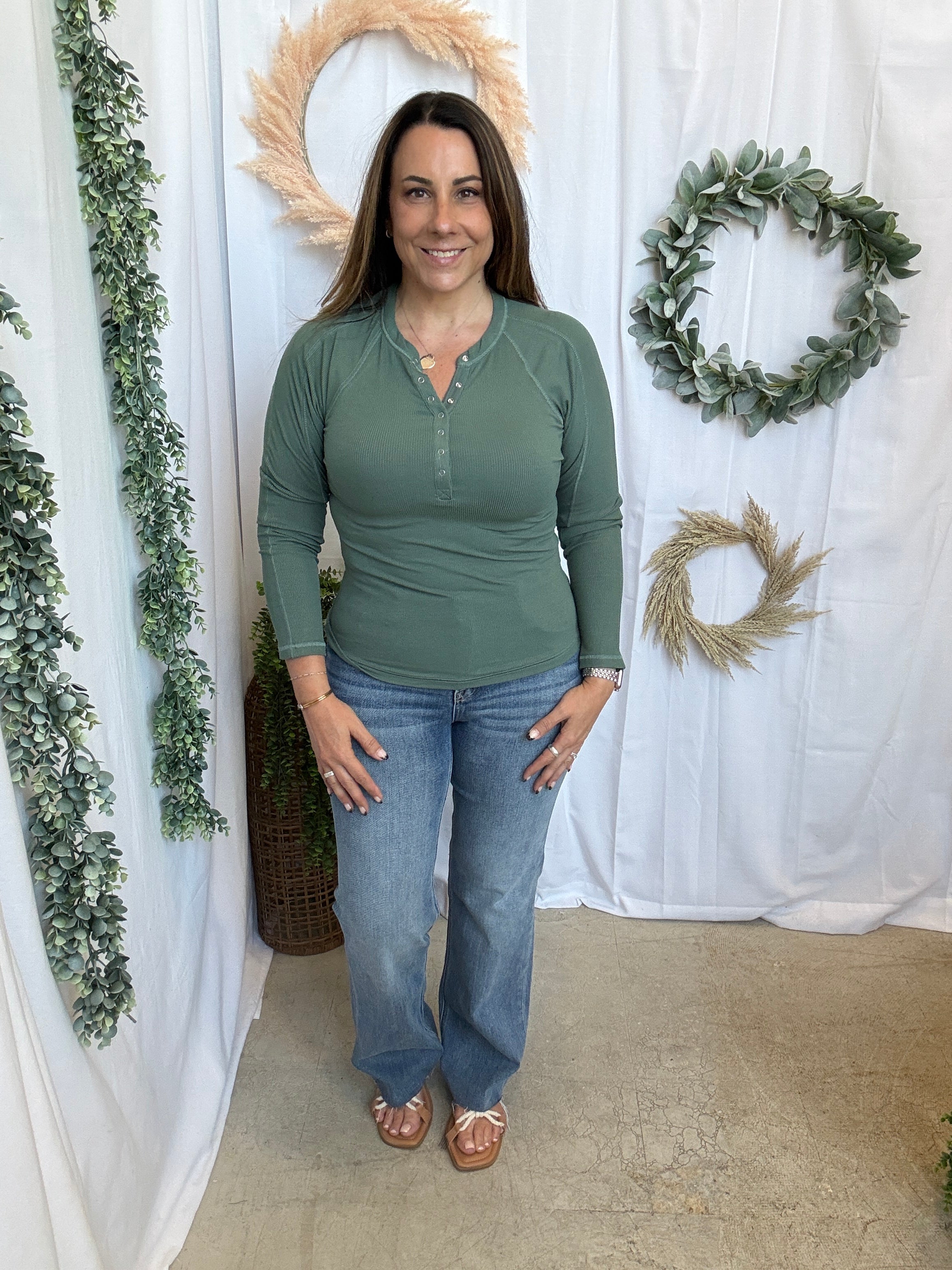 Mono B Essential Henley Top-Long Sleeve Tops-mono b-The Silo Boutique, Women's Fashion Boutique Located in Warren and Grand Forks North Dakota