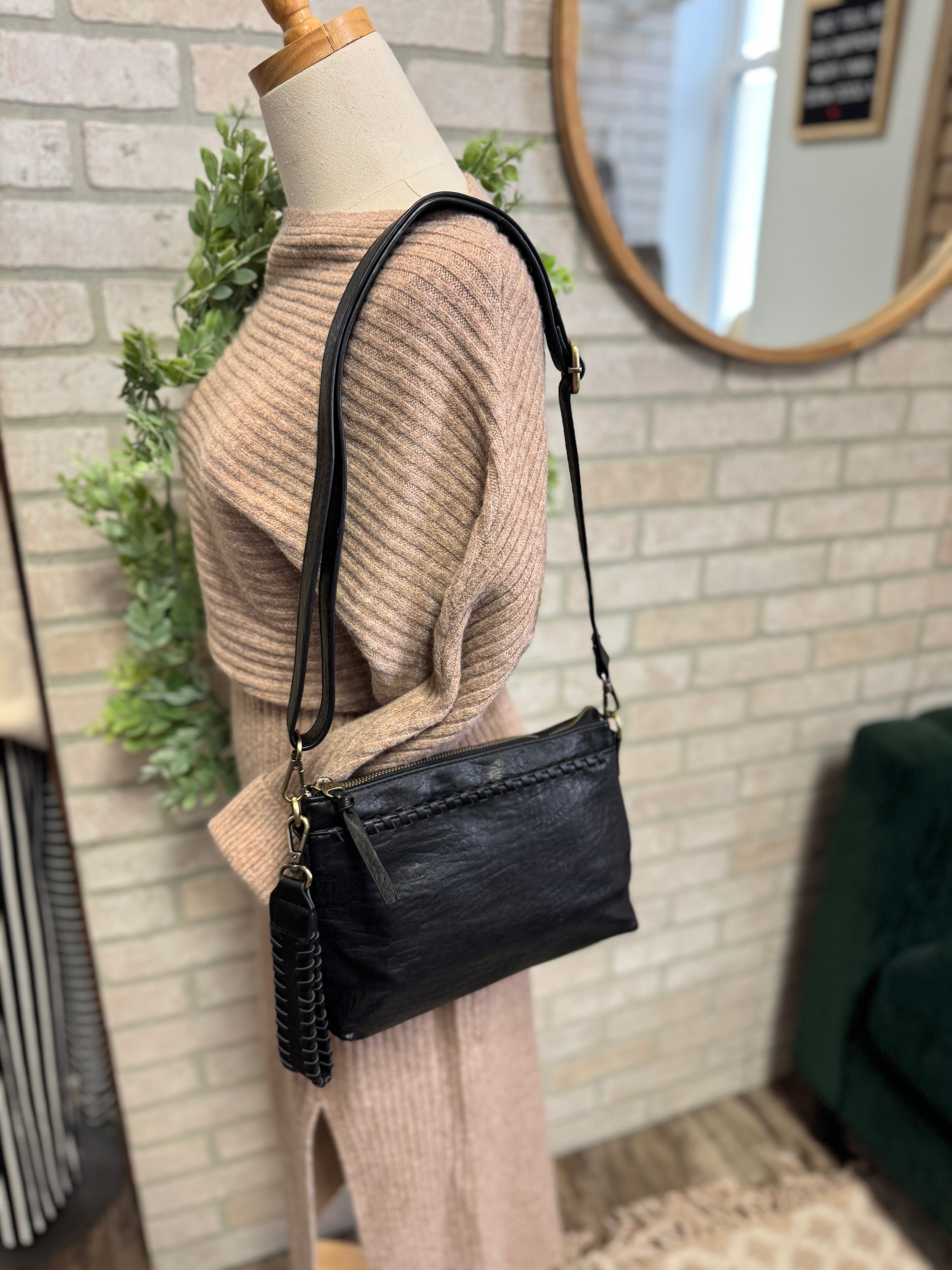 Joy Susan Oakley Whipstitch Crossbody-Black-Purses-joy susan-The Silo Boutique, Women's Fashion Boutique Located in Warren and Grand Forks North Dakota