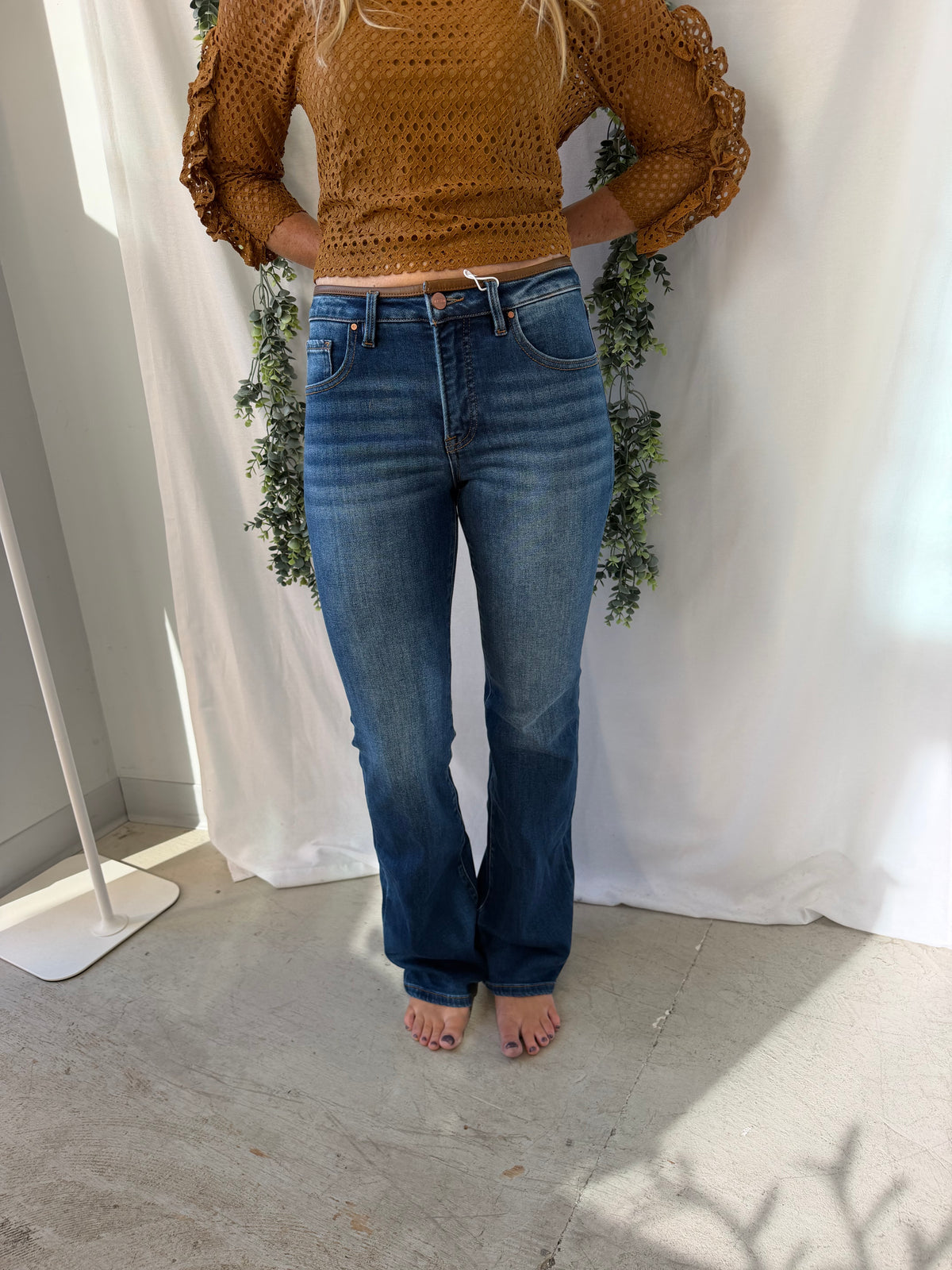 Risen Kenzie Leather Trim Jeans-Jeans-risen-The Silo Boutique, Women's Fashion Boutique Located in Warren and Grand Forks North Dakota