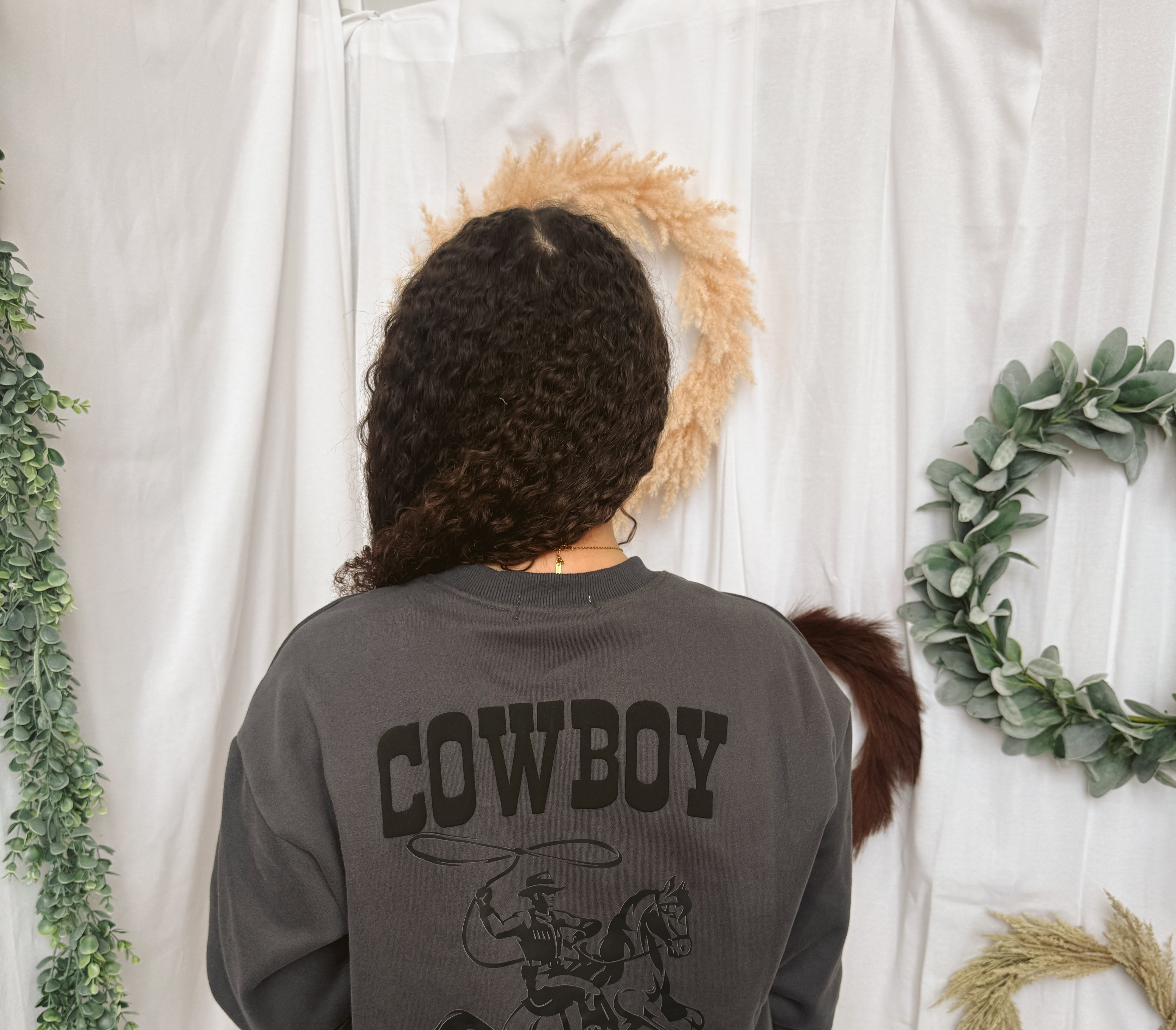 Cowboy Grey Sweatshirt-Sweatshirts-curds-The Silo Boutique, Women's Fashion Boutique Located in Warren and Grand Forks North Dakota