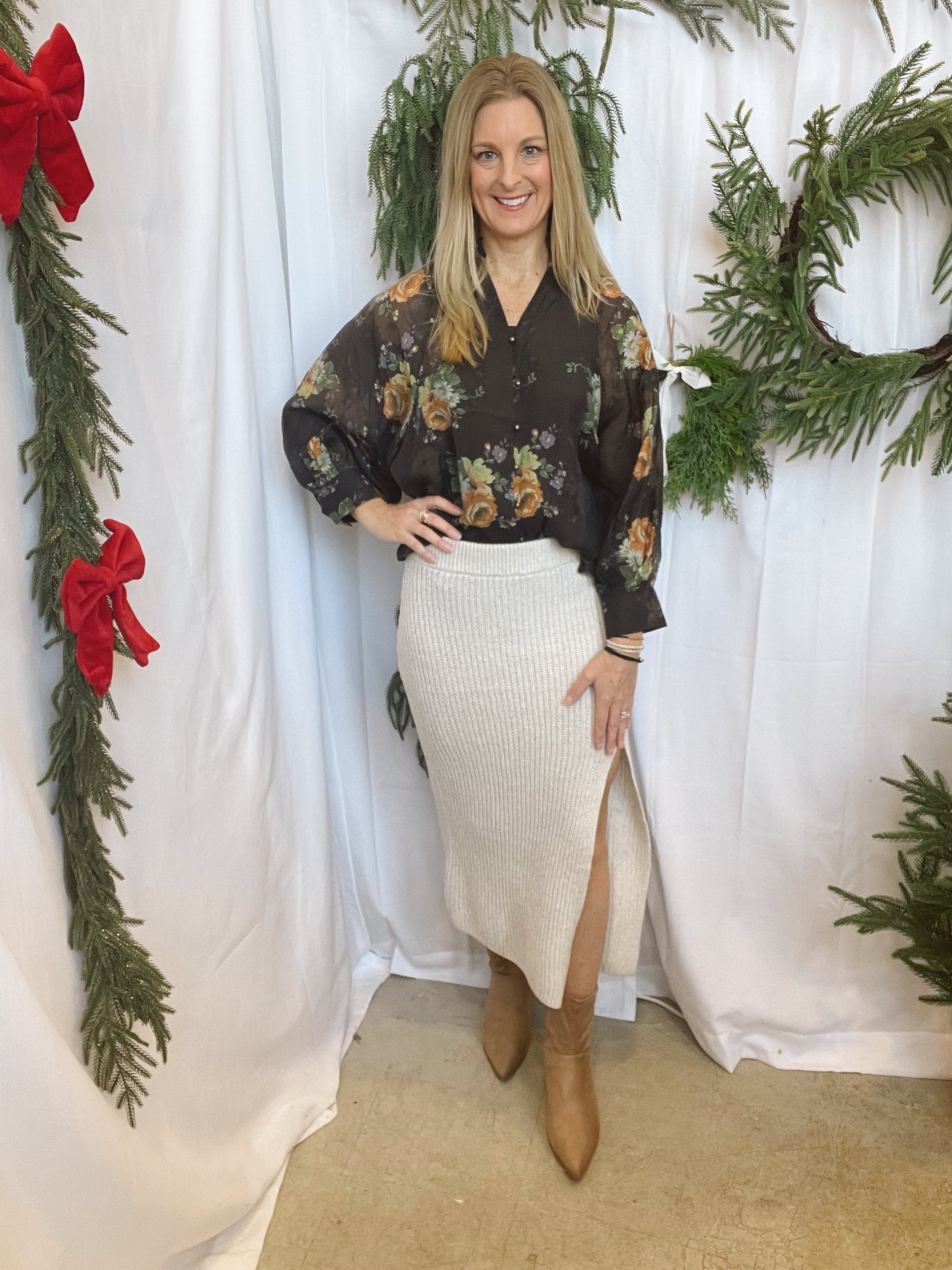 Riley Sweater Skirt-Oatmeal-Skirts-hyfve-The Silo Boutique, Women's Fashion Boutique Located in Warren and Grand Forks North Dakota
