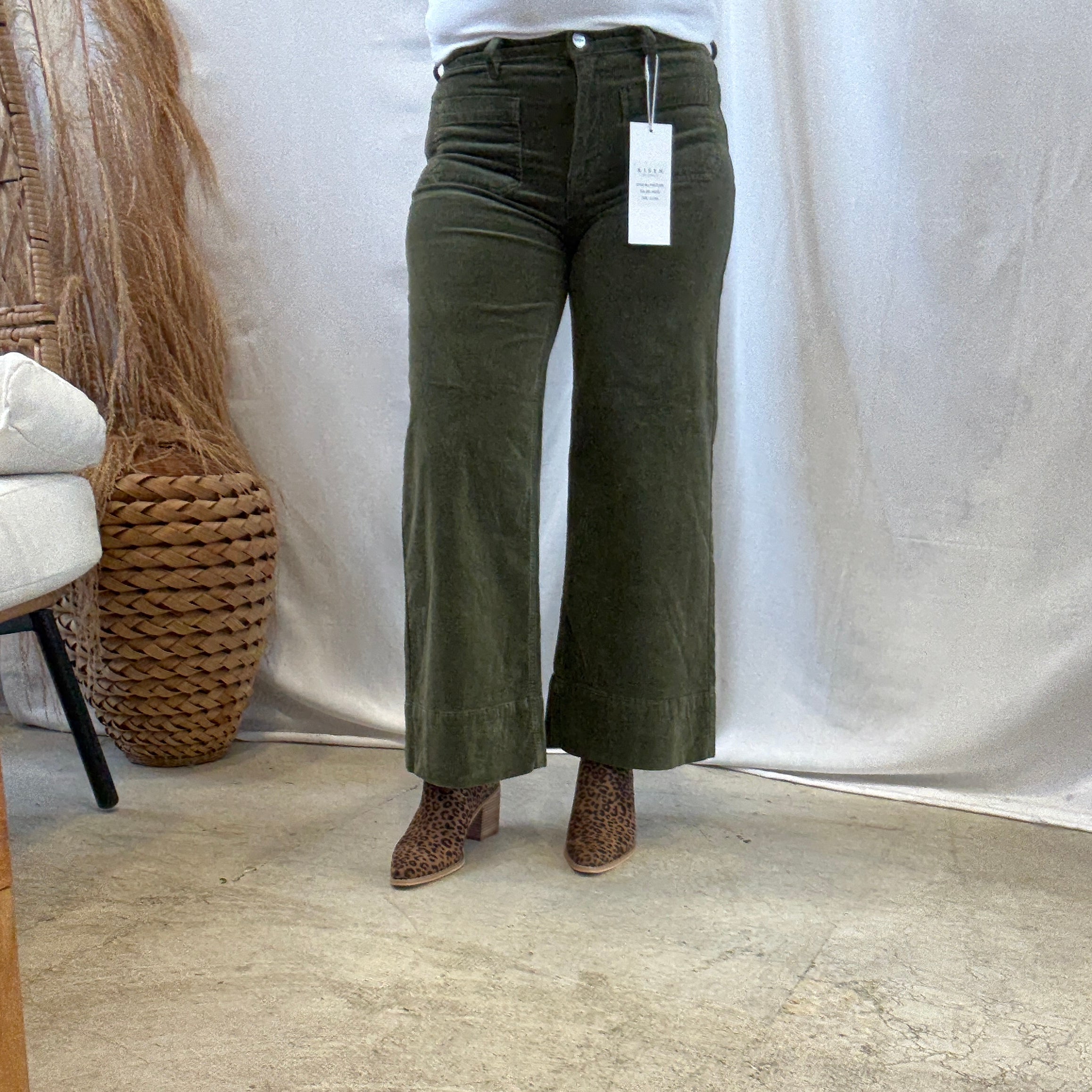 Risen Corduroy Olive Jeans-Final Sale-Jeans-risen-The Silo Boutique, Women's Fashion Boutique Located in Warren and Grand Forks North Dakota