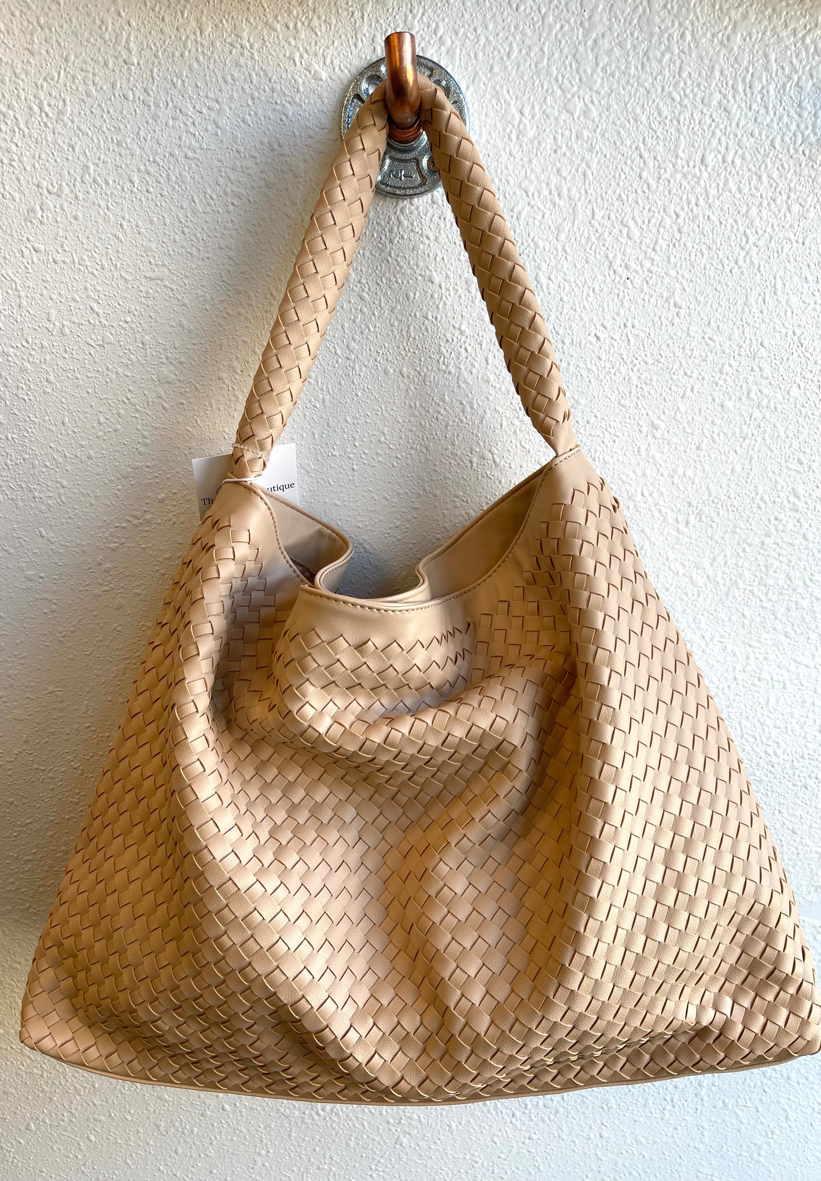 Leather Basket Weave Tote Purse-Purses-iccco-The Silo Boutique, Women's Fashion Boutique Located in Warren and Grand Forks North Dakota