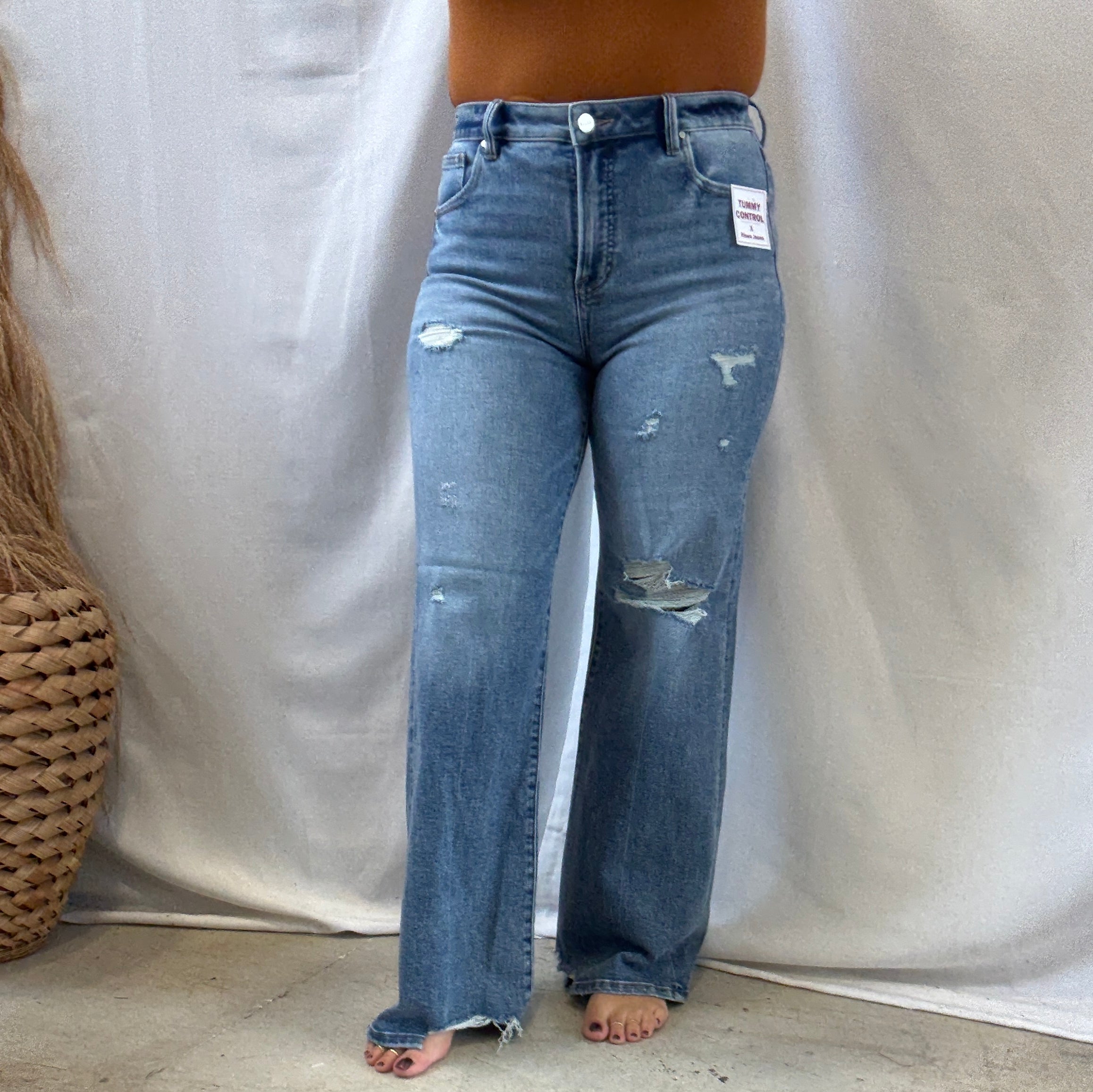Risen Medium Wash Wide Leg Jeans-Final Sale-Jeans-risen-The Silo Boutique, Women's Fashion Boutique Located in Warren and Grand Forks North Dakota