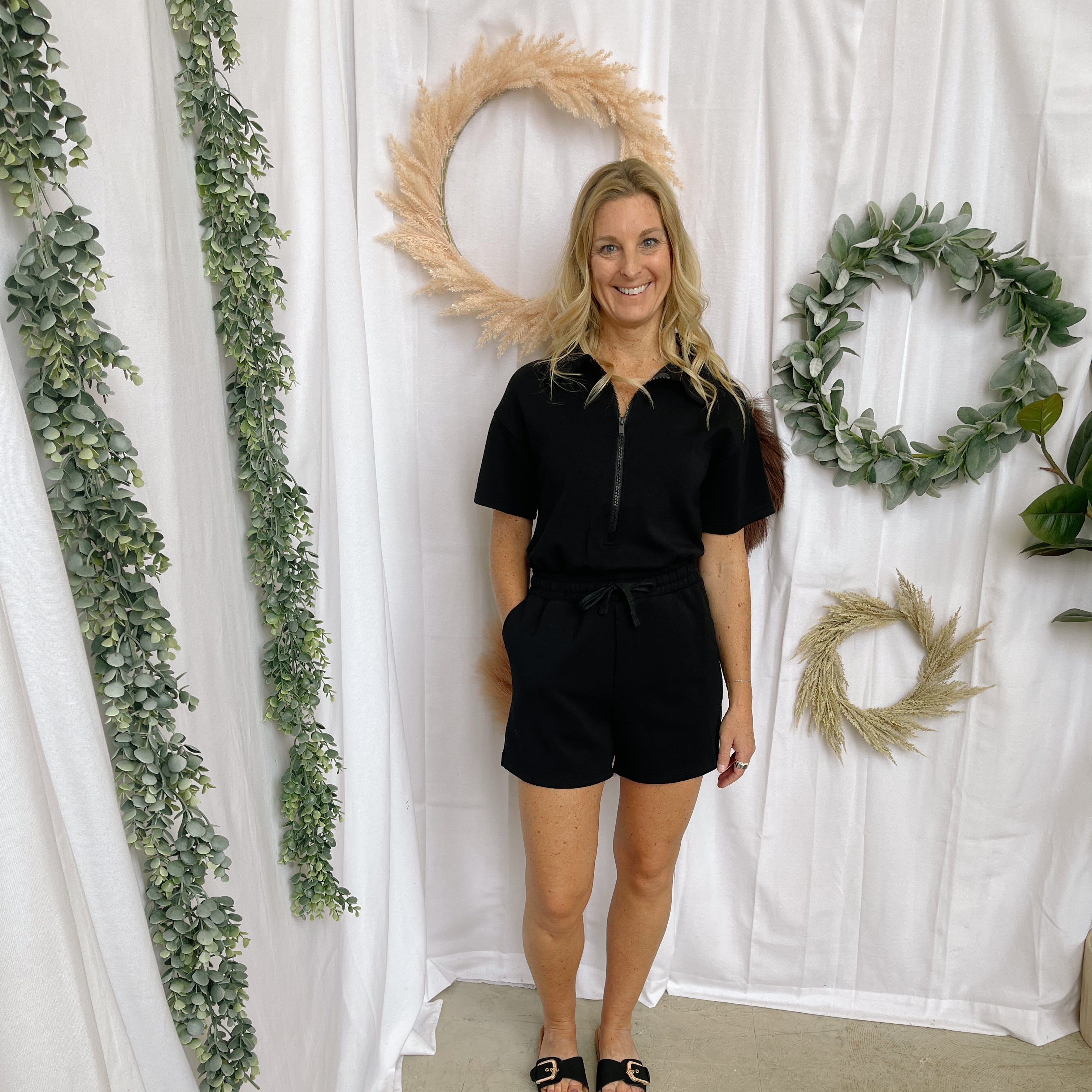 Rae Lux Romper-Black-Jumpsuits & Rompers-rae mode-The Silo Boutique, Women's Fashion Boutique Located in Warren and Grand Forks North Dakota