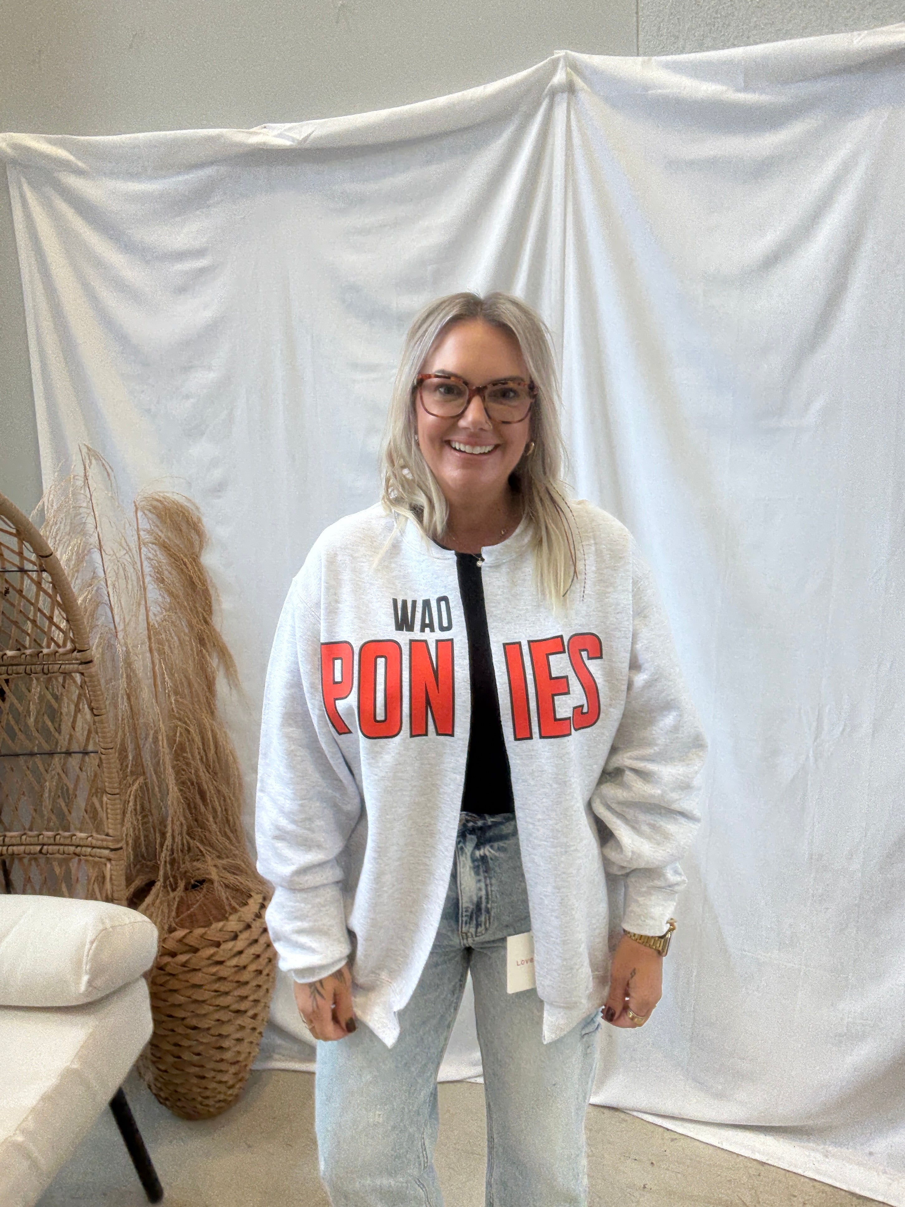 Ponies Sweatshirt Cardigan-Cardigans-blackframe-The Silo Boutique, Women's Fashion Boutique Located in Warren and Grand Forks North Dakota