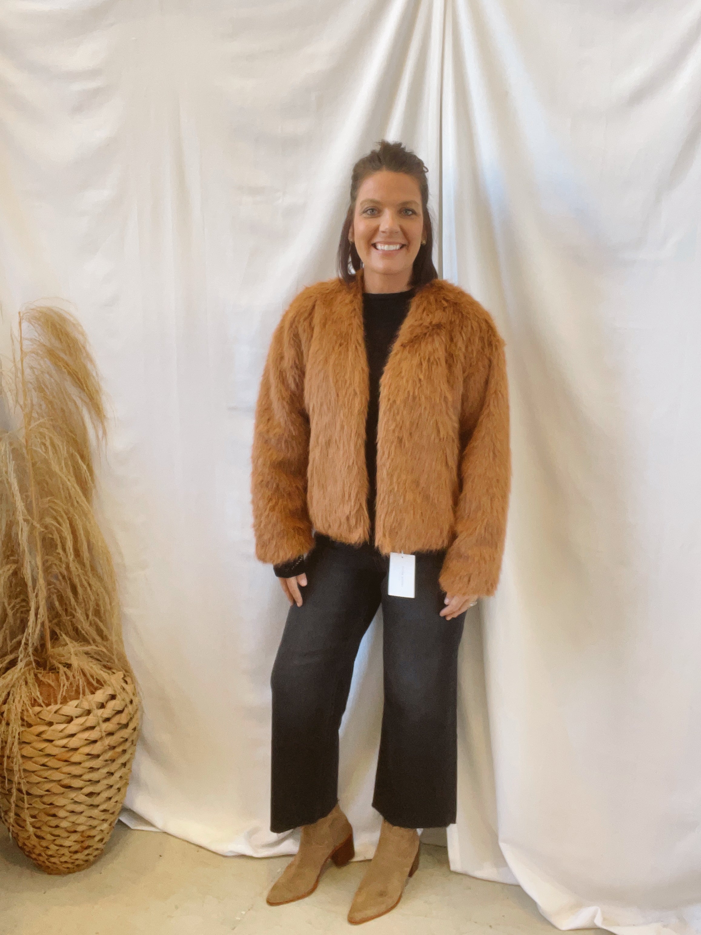 Mystree Faux Spicy Latte Jacket-Coats & Jackets-mystree-The Silo Boutique, Women's Fashion Boutique Located in Warren and Grand Forks North Dakota