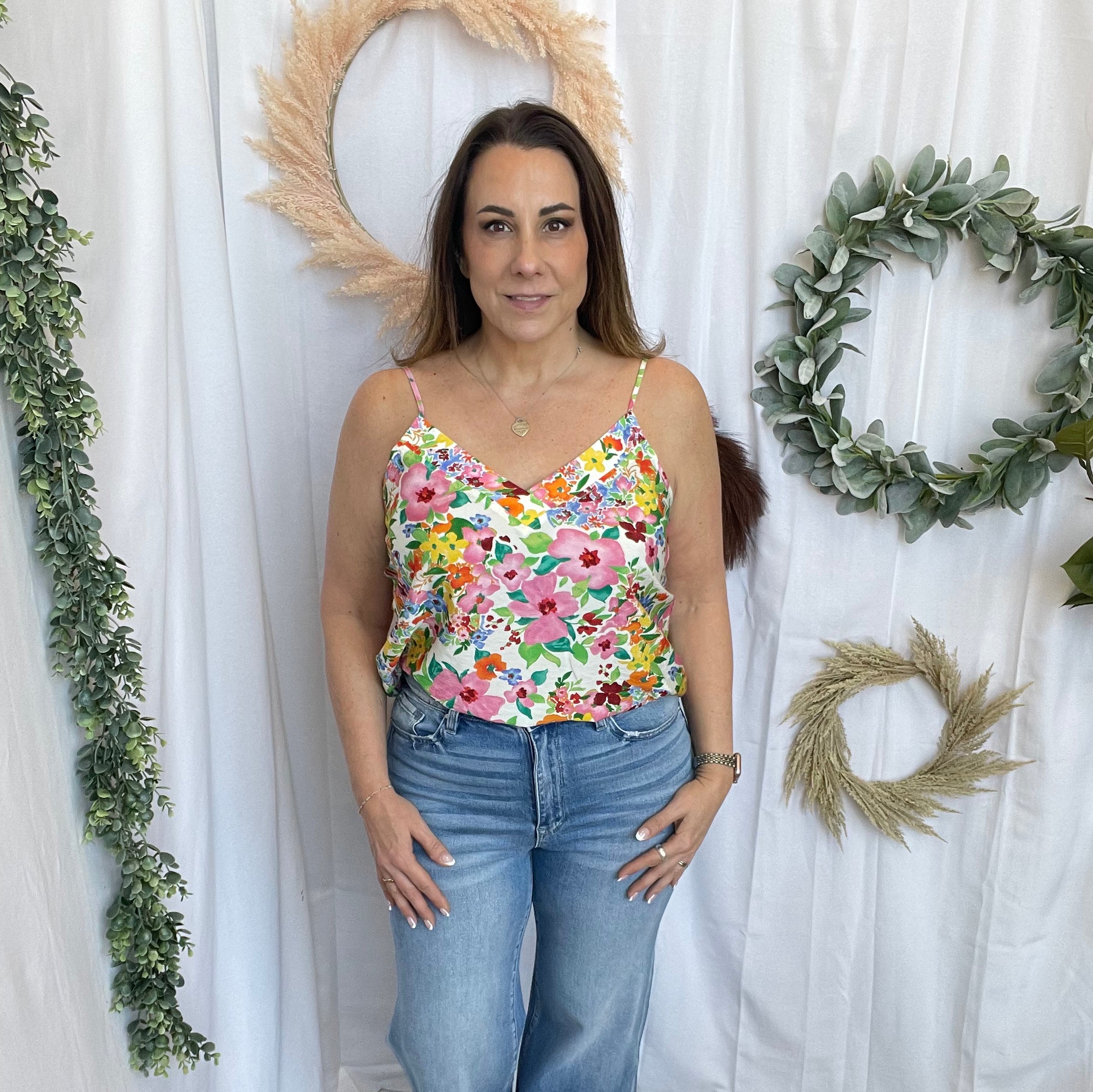 Cindy So Bright Floral Tank Top-Tank Tops-staccato-The Silo Boutique, Women's Fashion Boutique Located in Warren and Grand Forks North Dakota