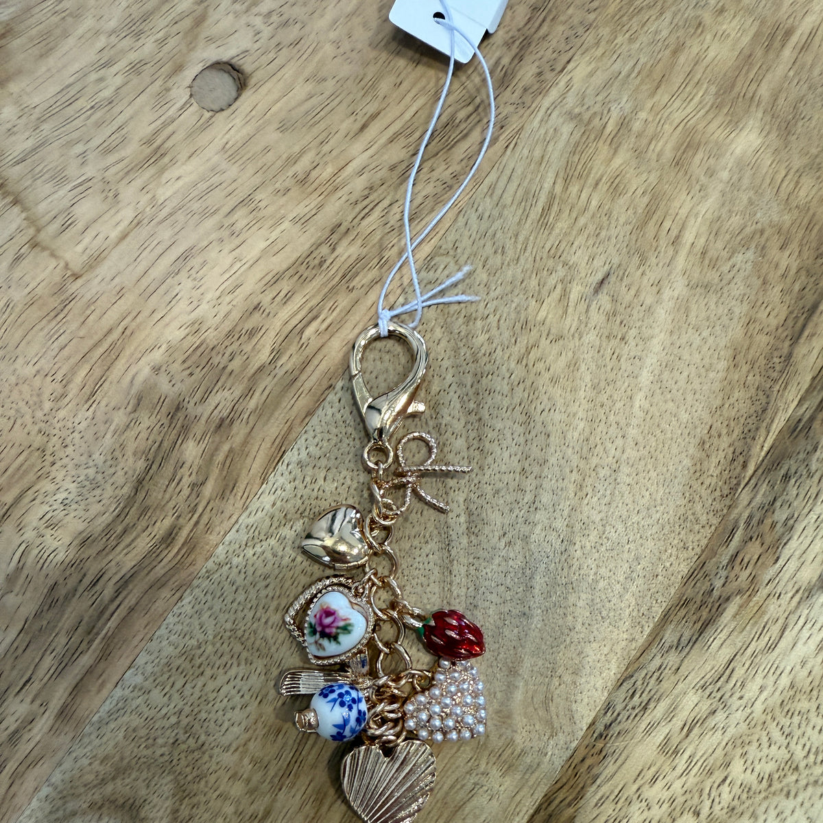 Porcelain Floral Heart Bag Charm-Keychains-joss-The Silo Boutique, Women's Fashion Boutique Located in Warren and Grand Forks North Dakota
