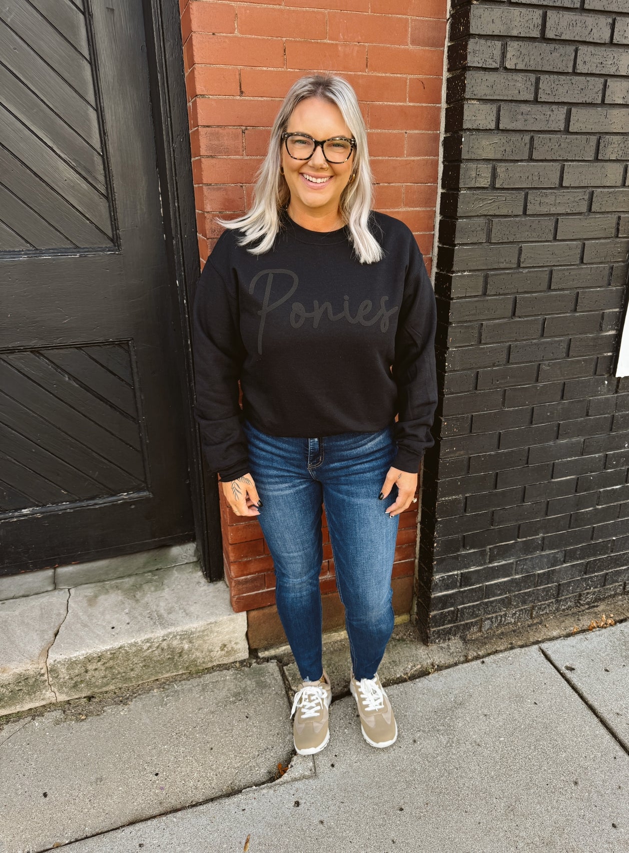 Black on Black Pony Puff Sweatshirt-Final Sale-Sweatshirts-central-The Silo Boutique, Women's Fashion Boutique Located in Warren and Grand Forks North Dakota