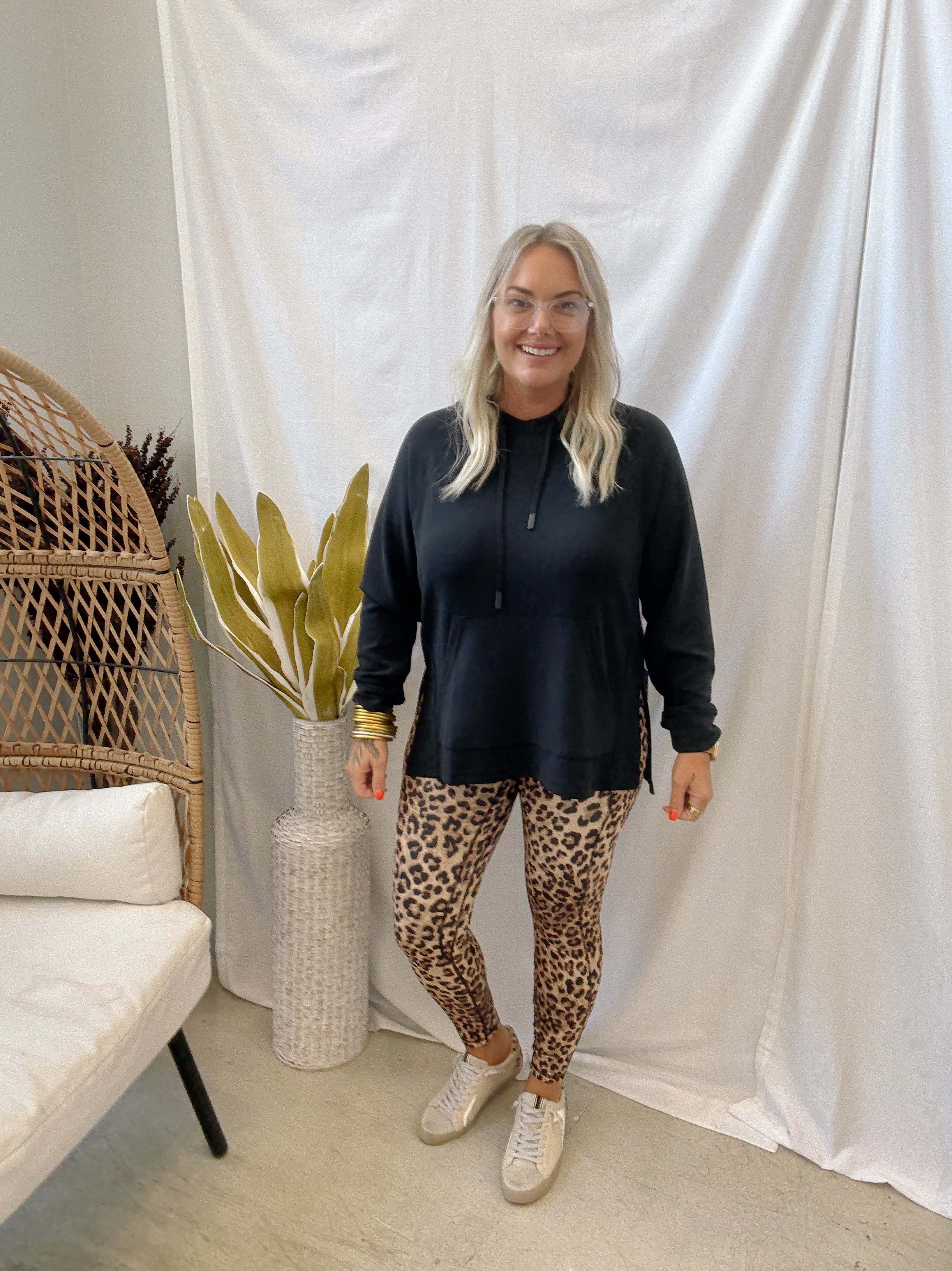 Laguna Hooded Sweatshirt-Black-Sweatshirts-mono b-The Silo Boutique, Women's Fashion Boutique Located in Warren and Grand Forks North Dakota