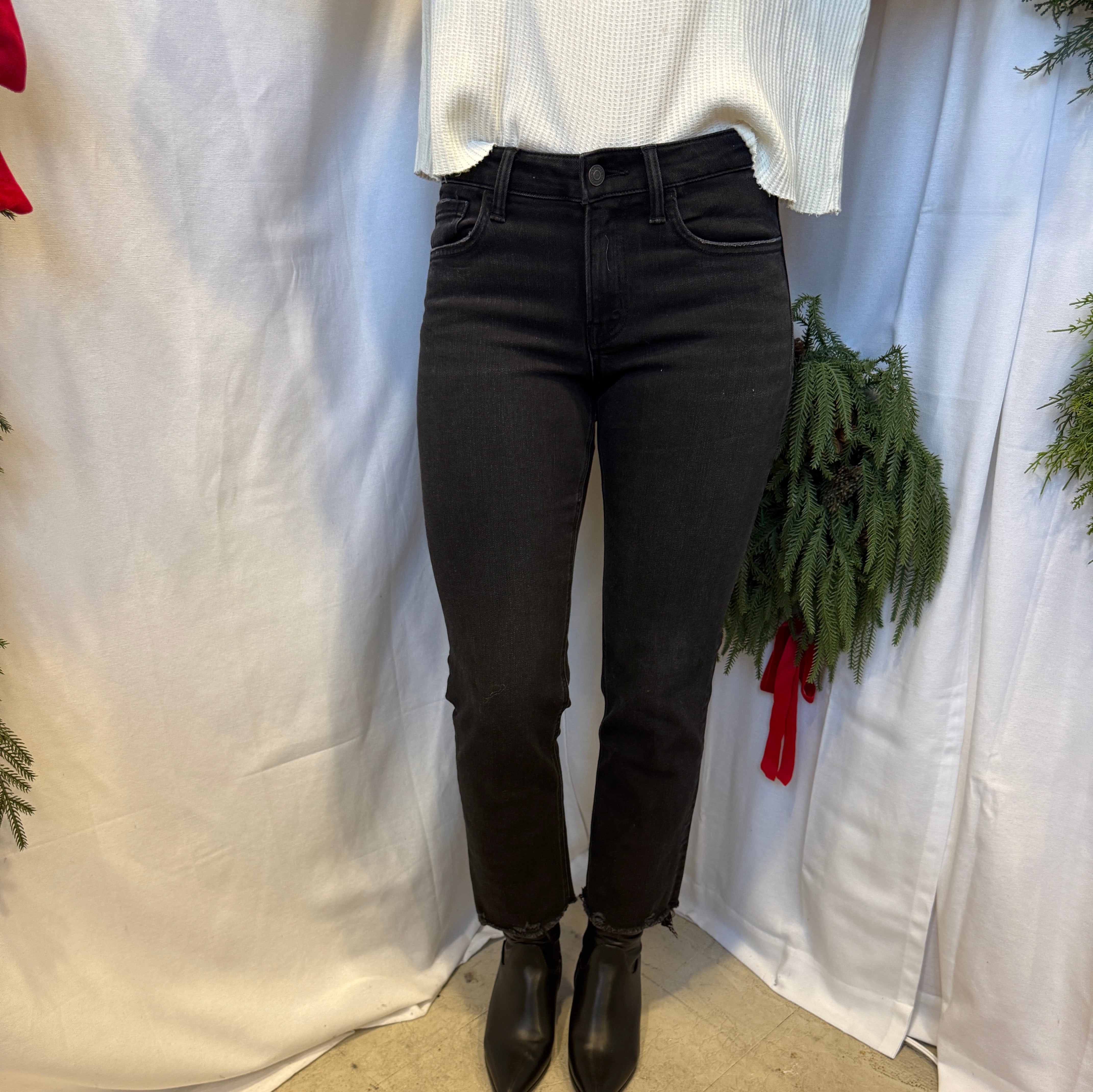 Flying Monkey Black Raw Hem Black Jeans-Final Sale-Jeans-flying monkey-The Silo Boutique, Women's Fashion Boutique Located in Warren and Grand Forks North Dakota