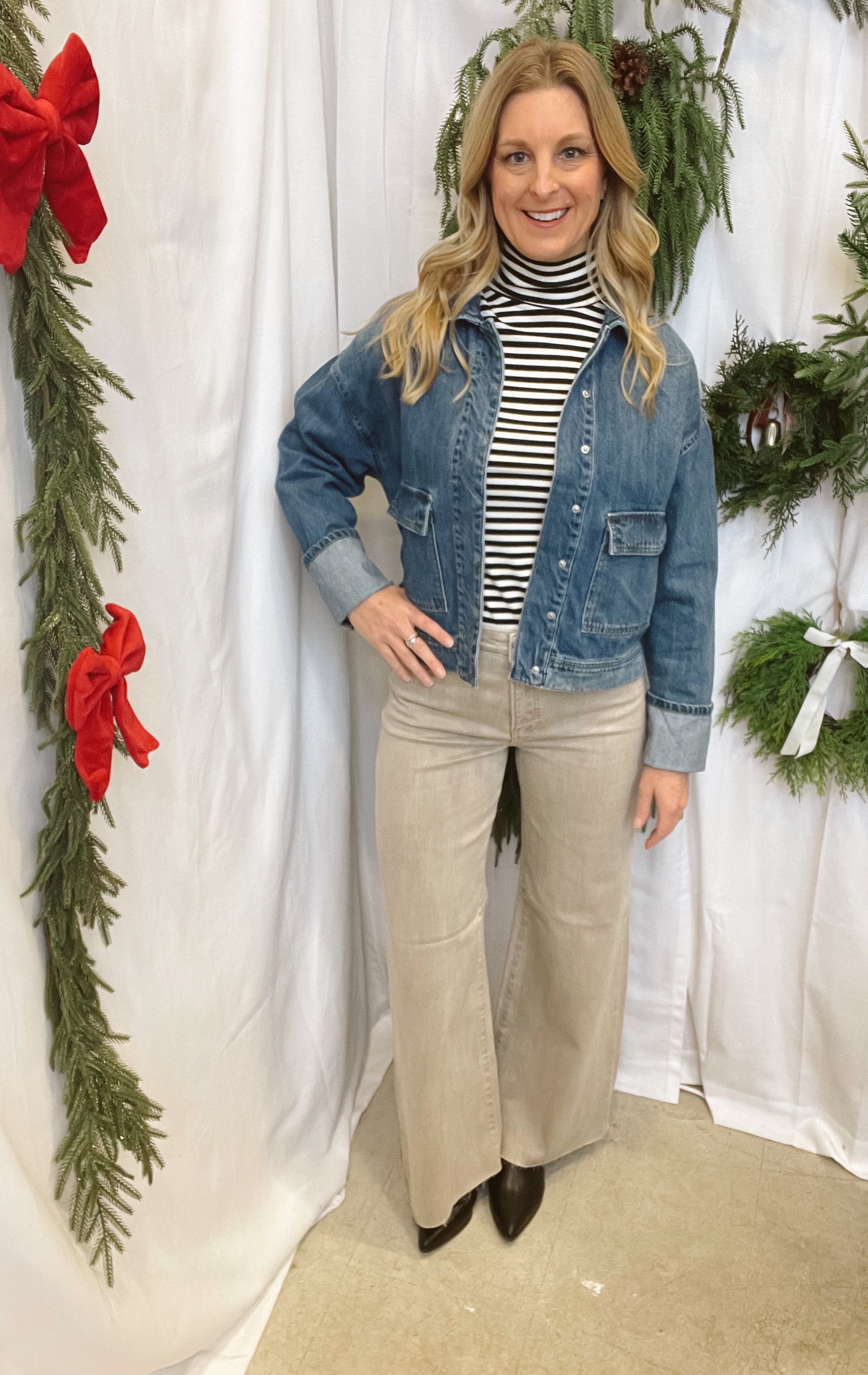 Risen Wash Cargo Pocket Denim Jacket-Coats & Jackets-risen-The Silo Boutique, Women's Fashion Boutique Located in Warren and Grand Forks North Dakota