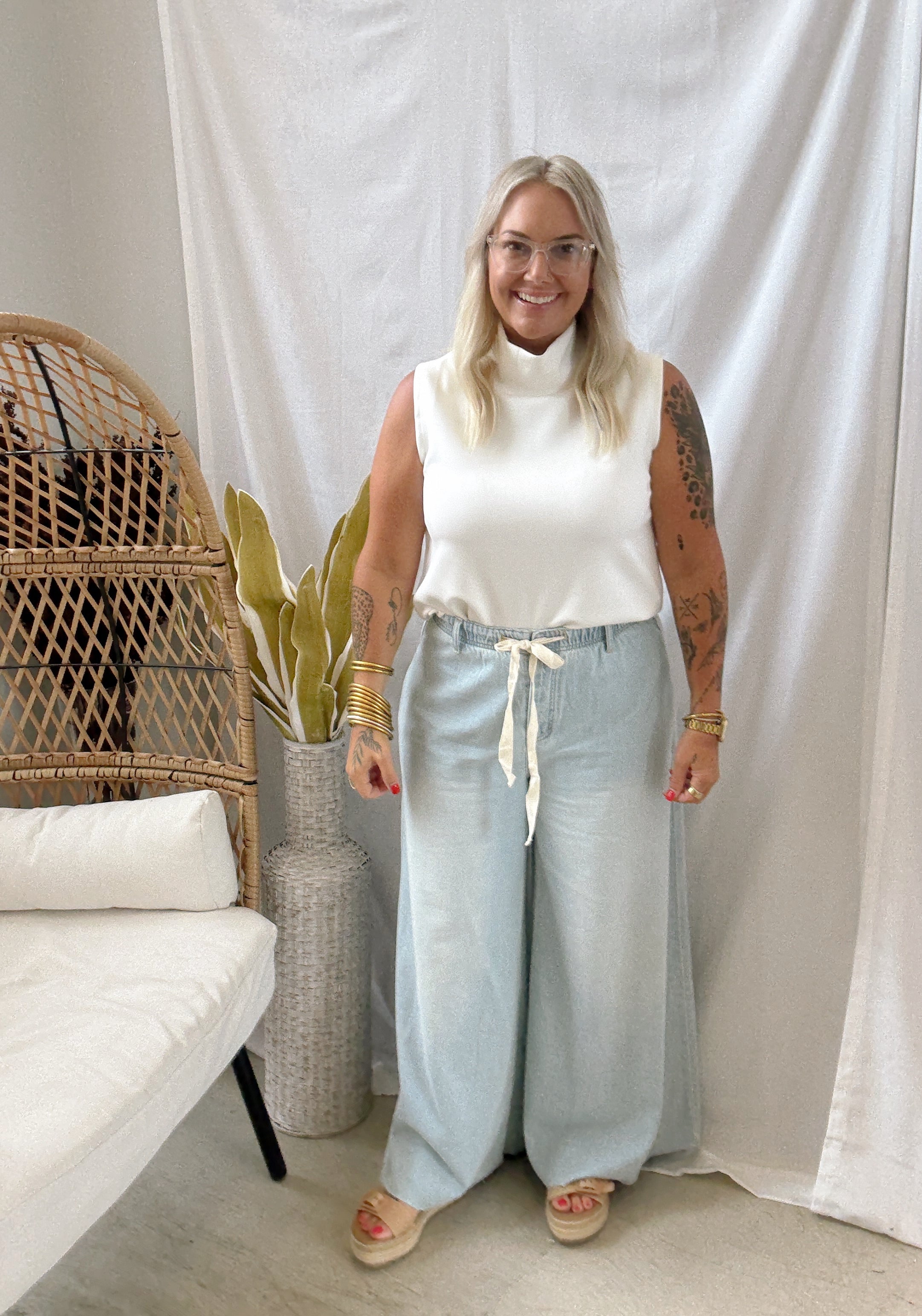 P Cill Cowl Tank Top-Cream-Tank Tops-p cill-The Silo Boutique, Women's Fashion Boutique Located in Warren and Grand Forks North Dakota