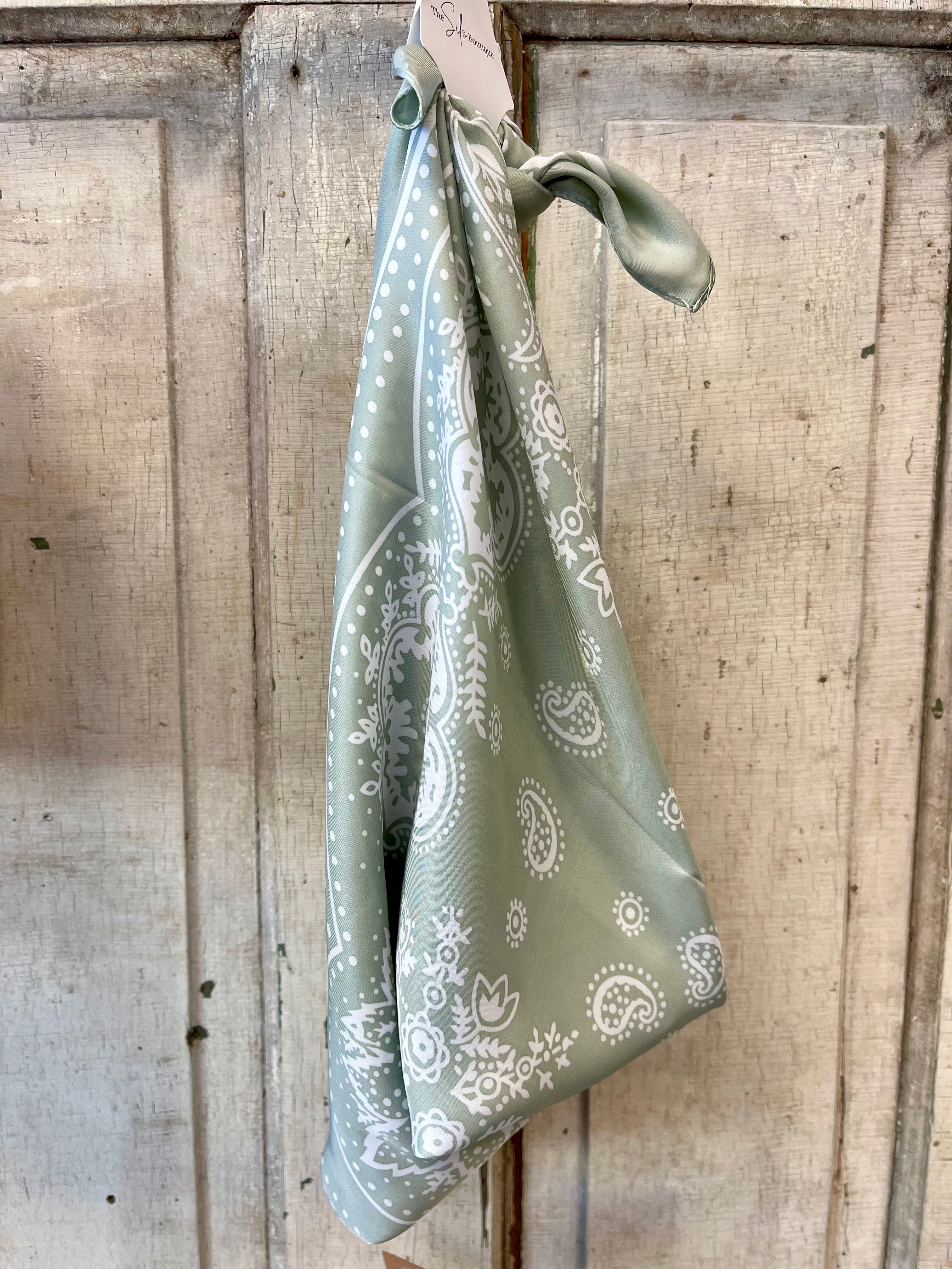 Paisley Bandana Satin Scarf-Final Sale-Scarves-leto-The Silo Boutique, Women's Fashion Boutique Located in Warren and Grand Forks North Dakota