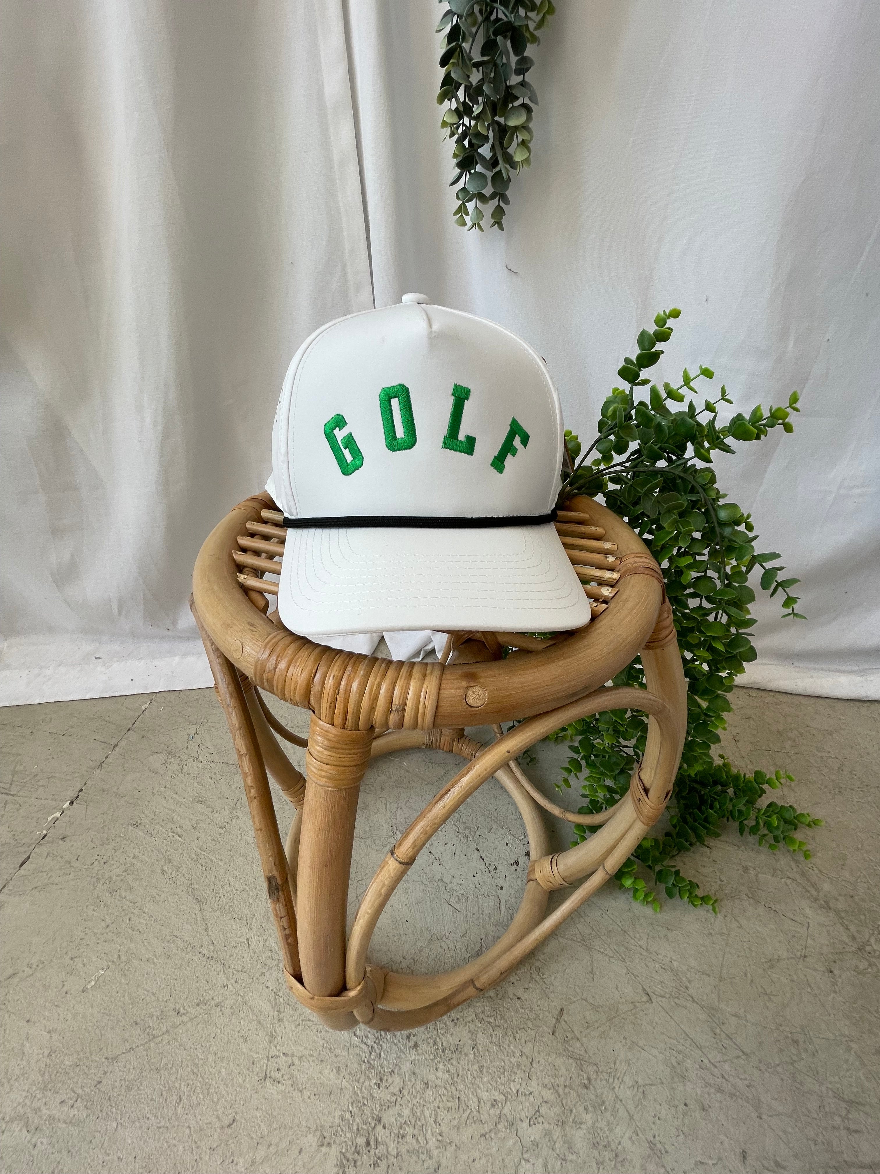 Golf Trucker Hat-White/Green-Hats-faire-The Silo Boutique, Women's Fashion Boutique Located in Warren and Grand Forks North Dakota