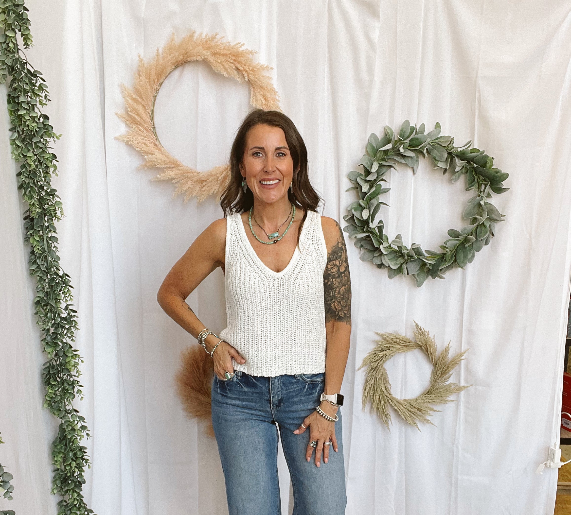 V Neck Knitted Tank Top-White-Tank Tops-skies are blue-The Silo Boutique, Women's Fashion Boutique Located in Warren and Grand Forks North Dakota