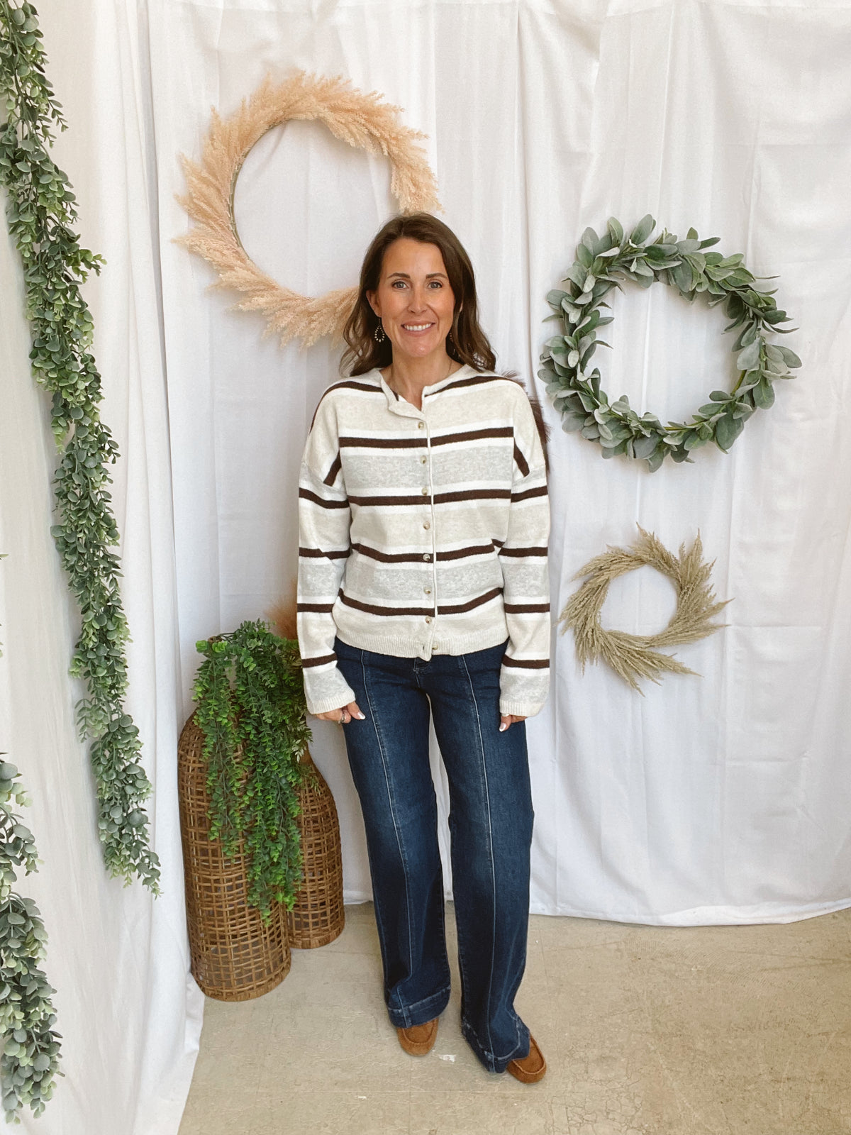 Cream Multi Stripe Cardigan Sweater-Cardigans-lelis-The Silo Boutique, Women's Fashion Boutique Located in Warren and Grand Forks North Dakota