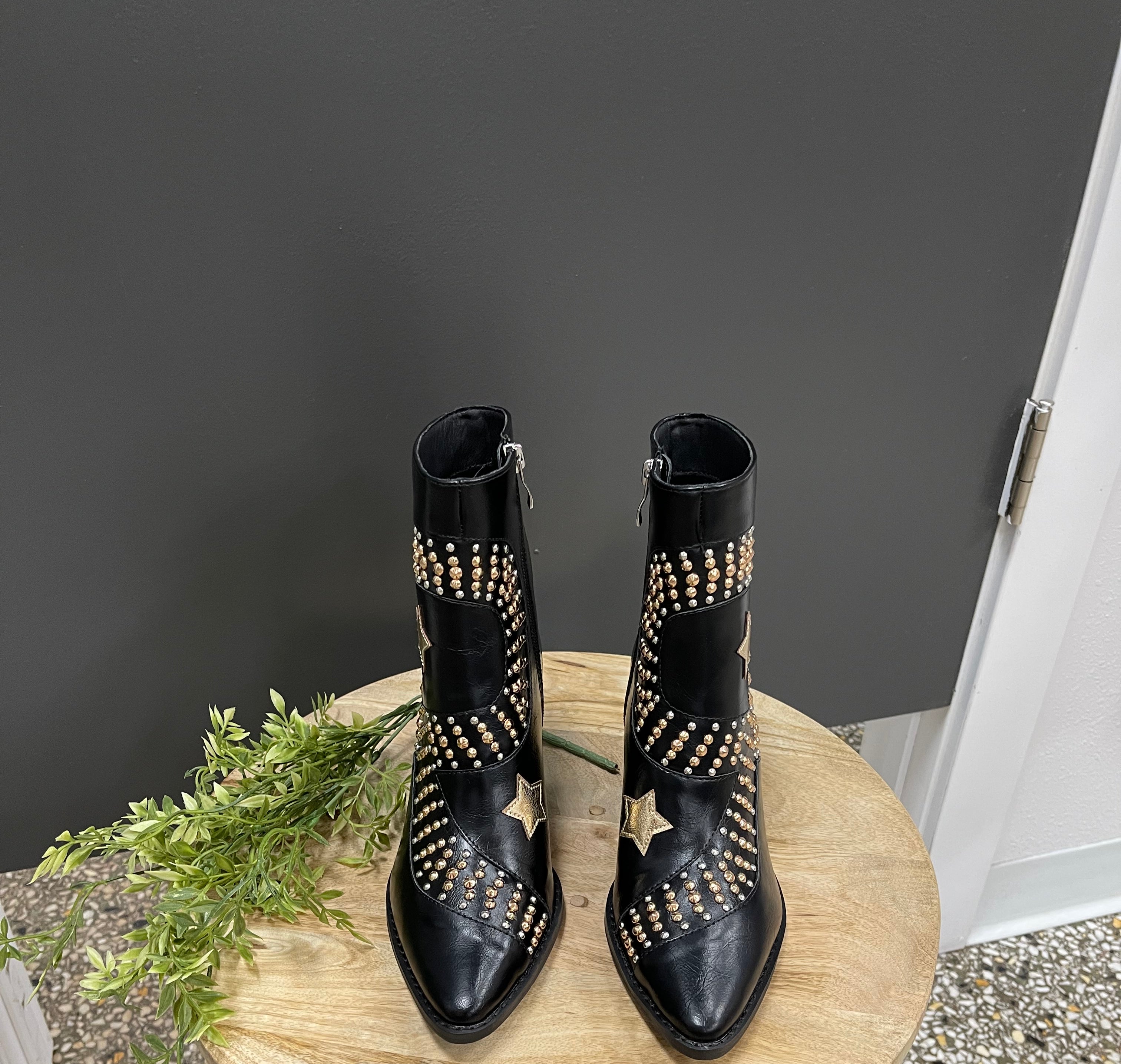 Beast Black Arisa Star Boots-Mules-Beast-The Silo Boutique, Women's Fashion Boutique Located in Warren and Grand Forks North Dakota