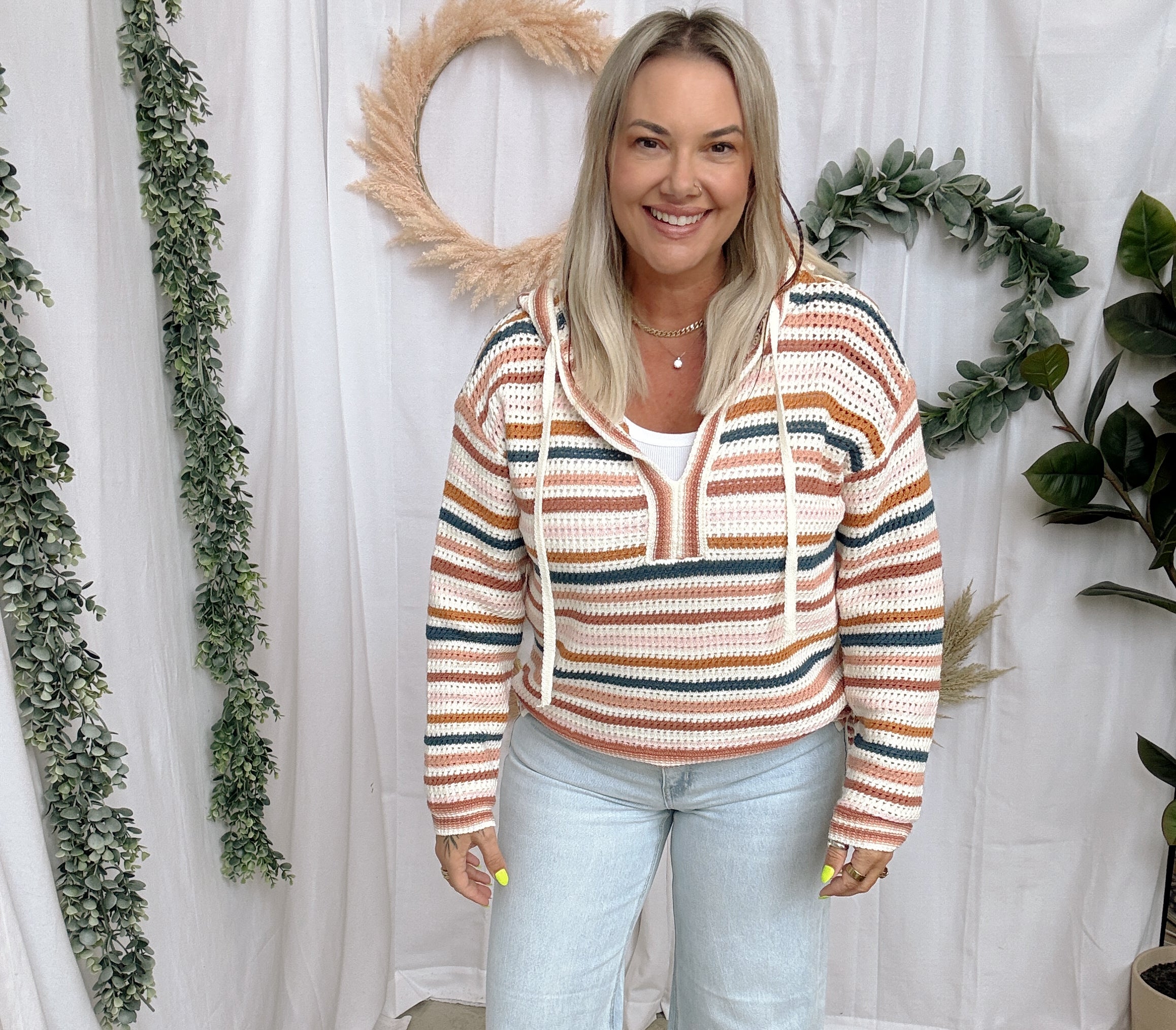 Mauve Mix Hooded Sweater-Long Sleeve Tops-hem and thread-The Silo Boutique, Women's Fashion Boutique Located in Warren and Grand Forks North Dakota