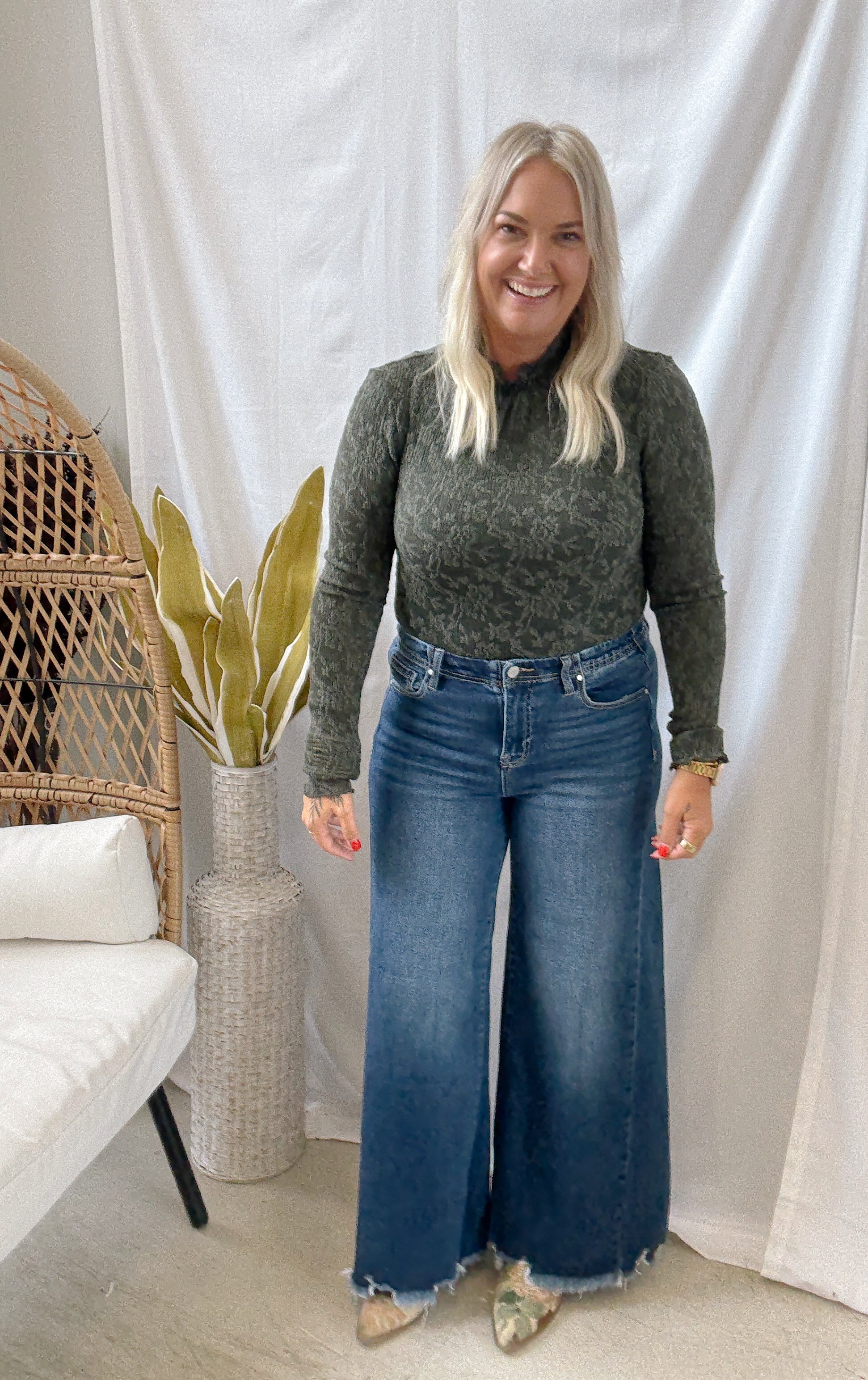 Risen Ankle Wide Leg Dark Jeans-Jeans-risen-The Silo Boutique, Women's Fashion Boutique Located in Warren and Grand Forks North Dakota