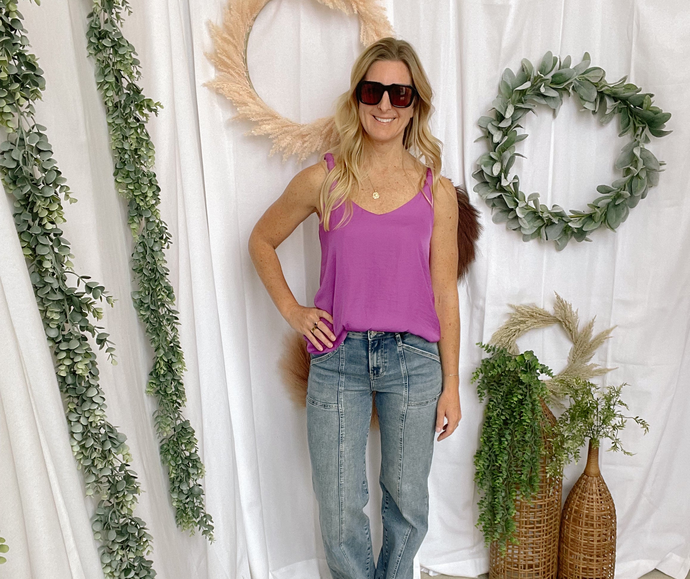 Bubble Braided Strap Tank Top-Viola-Tank Tops-pink zebra-The Silo Boutique, Women's Fashion Boutique Located in Warren and Grand Forks North Dakota