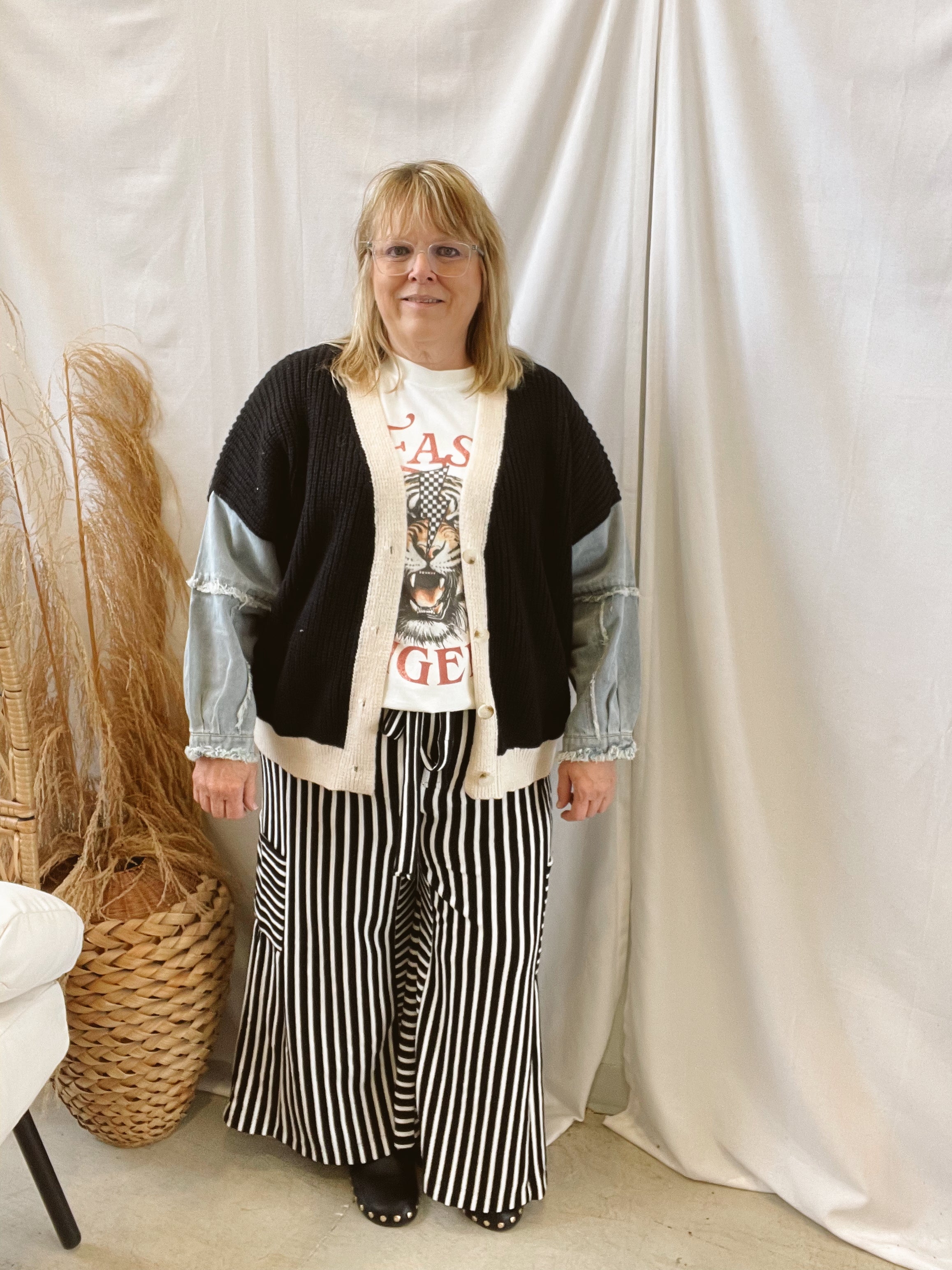 Jade Sweater Denim Cardigan-Cardigans-jade-The Silo Boutique, Women's Fashion Boutique Located in Warren and Grand Forks North Dakota