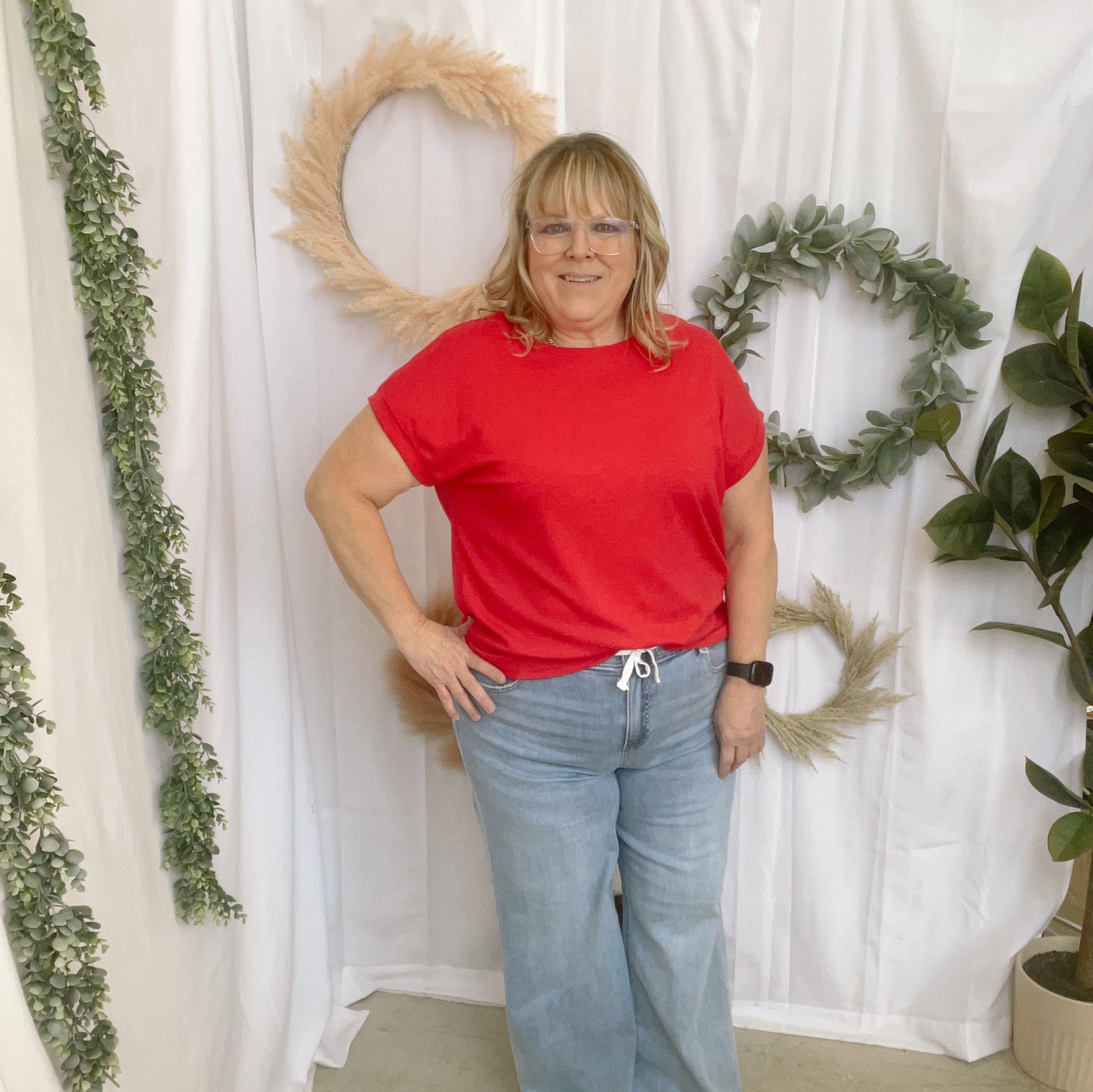 Kelly Slub Rolled Sleeve Tee-Short Sleeve Tops-Zenana-The Silo Boutique, Women's Fashion Boutique Located in Warren and Grand Forks North Dakota