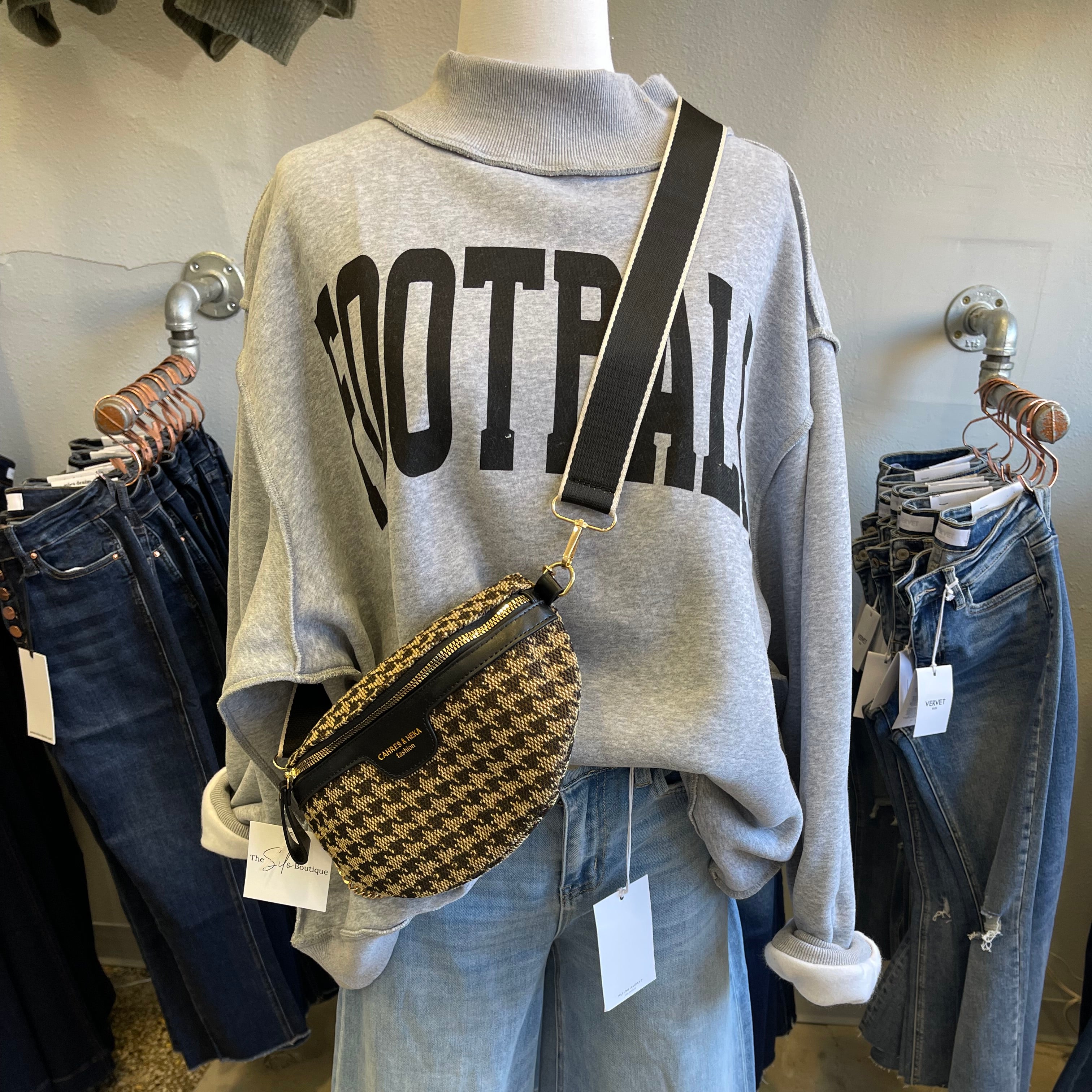 In the City Houndstooth Bum Bag-Black-Purses-city-The Silo Boutique, Women's Fashion Boutique Located in Warren and Grand Forks North Dakota