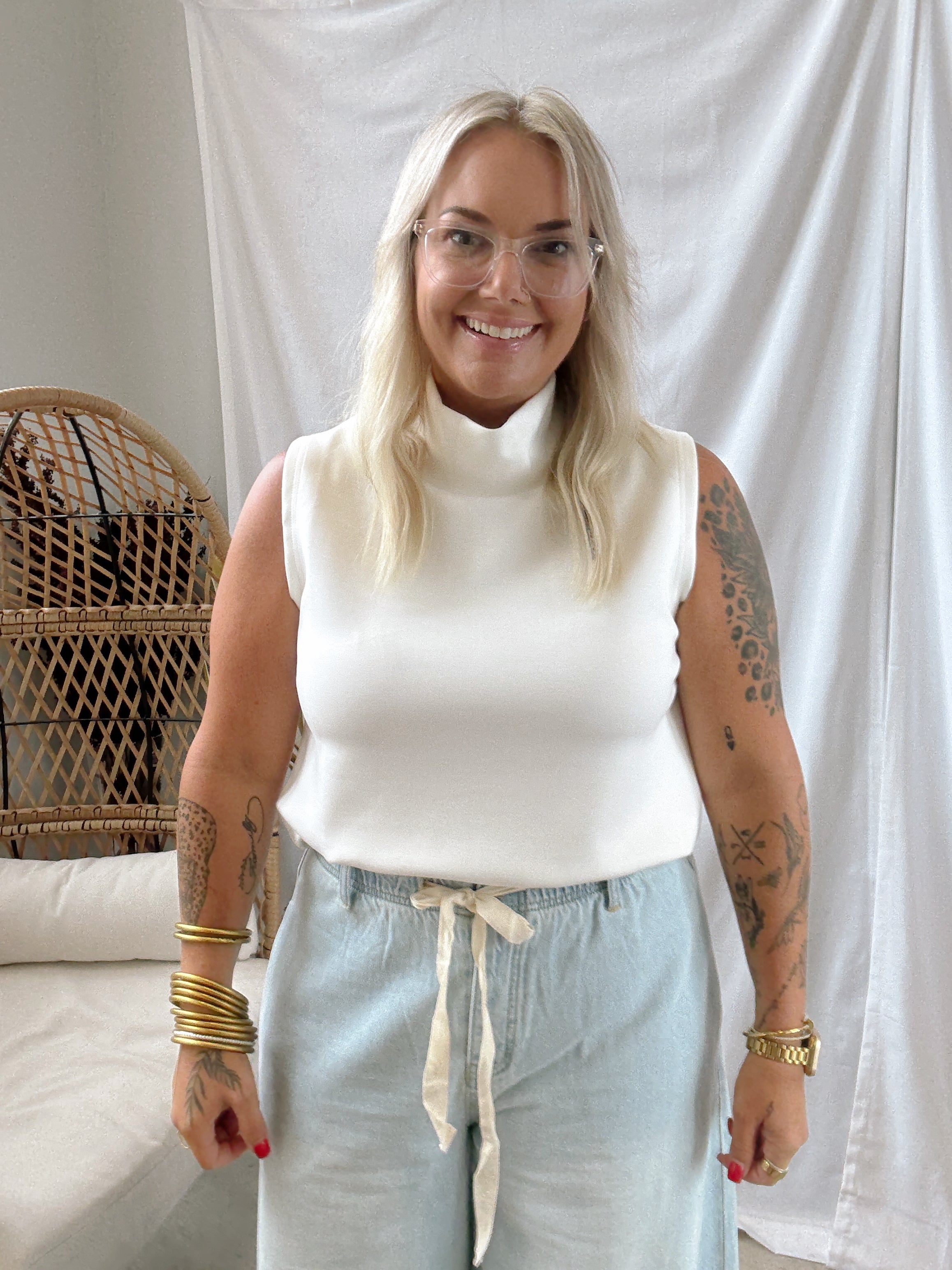 P Cill Cowl Tank Top-Cream-Tank Tops-p cill-The Silo Boutique, Women's Fashion Boutique Located in Warren and Grand Forks North Dakota