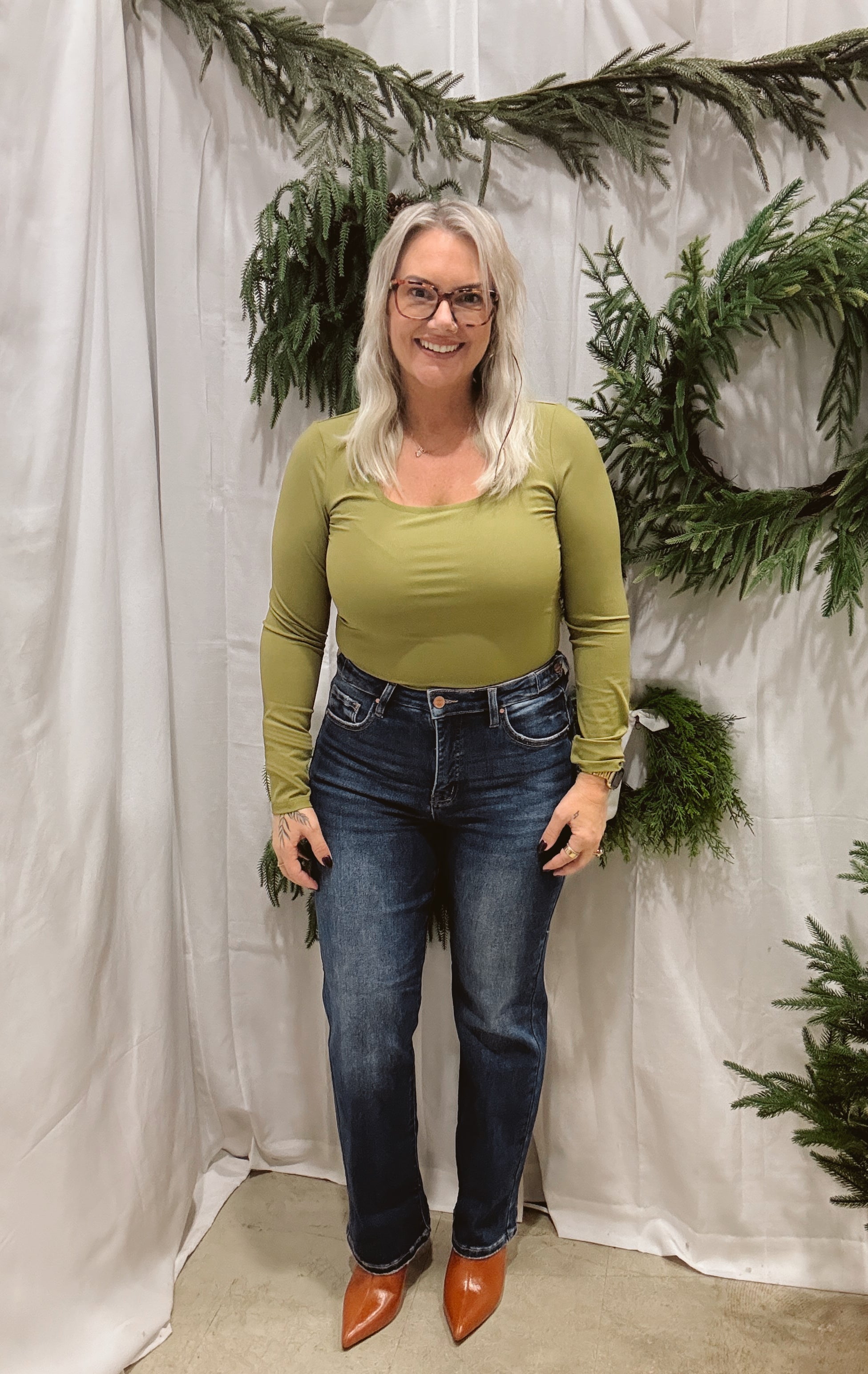 Risen Medium Dark Straight Jeans-Jeans-risen-The Silo Boutique, Women's Fashion Boutique Located in Warren and Grand Forks North Dakota