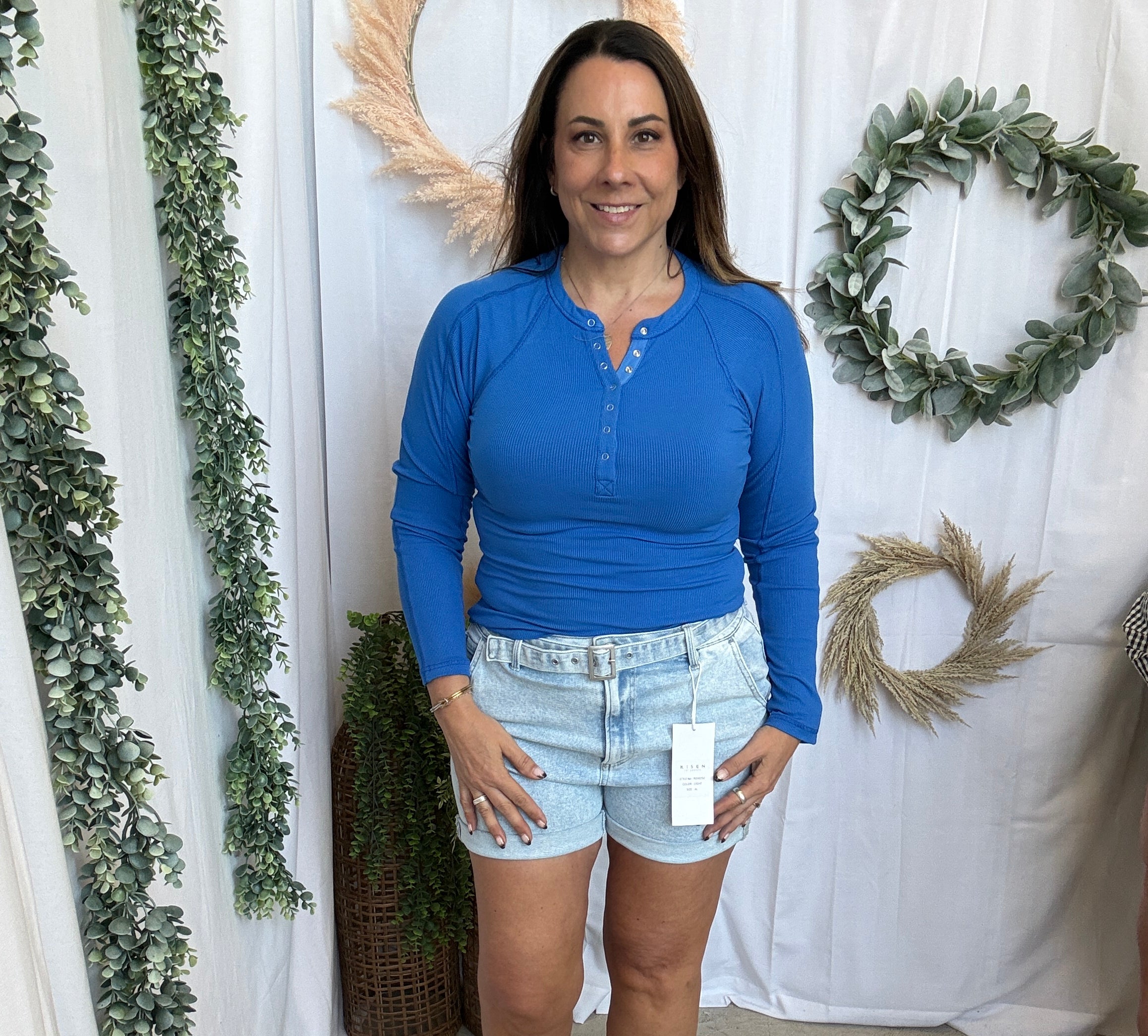 Mono B Essential Henley Top-Long Sleeve Tops-mono b-The Silo Boutique, Women's Fashion Boutique Located in Warren and Grand Forks North Dakota
